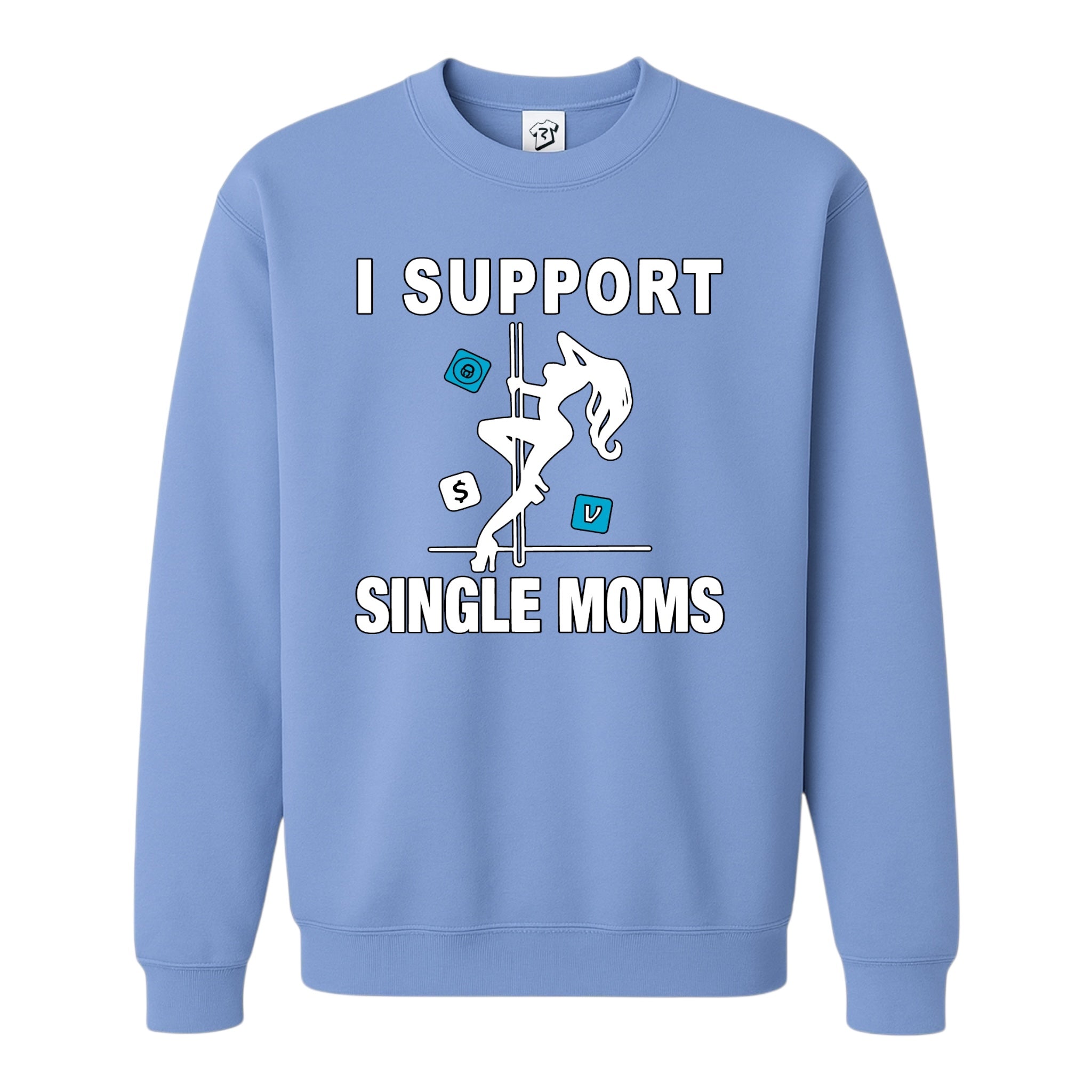 Tees Club crewneck sweatshirt I Support Single Moms - Sweatshirt Black Size S front view