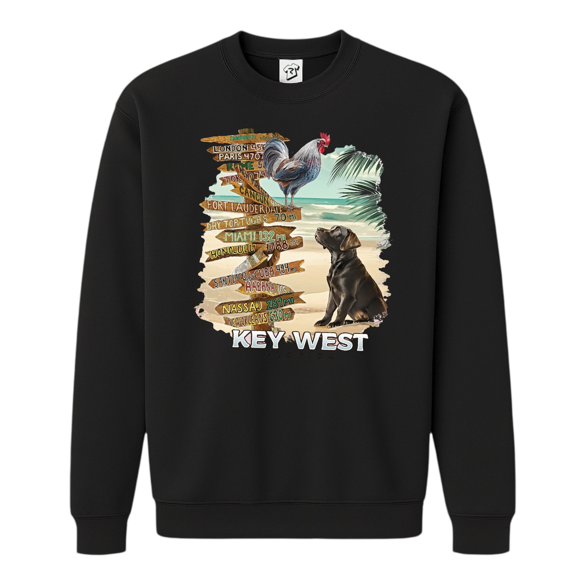 Tees Club crewneck sweatshirt Dog and Rooster KW - Sweatshirt Black Size S back view