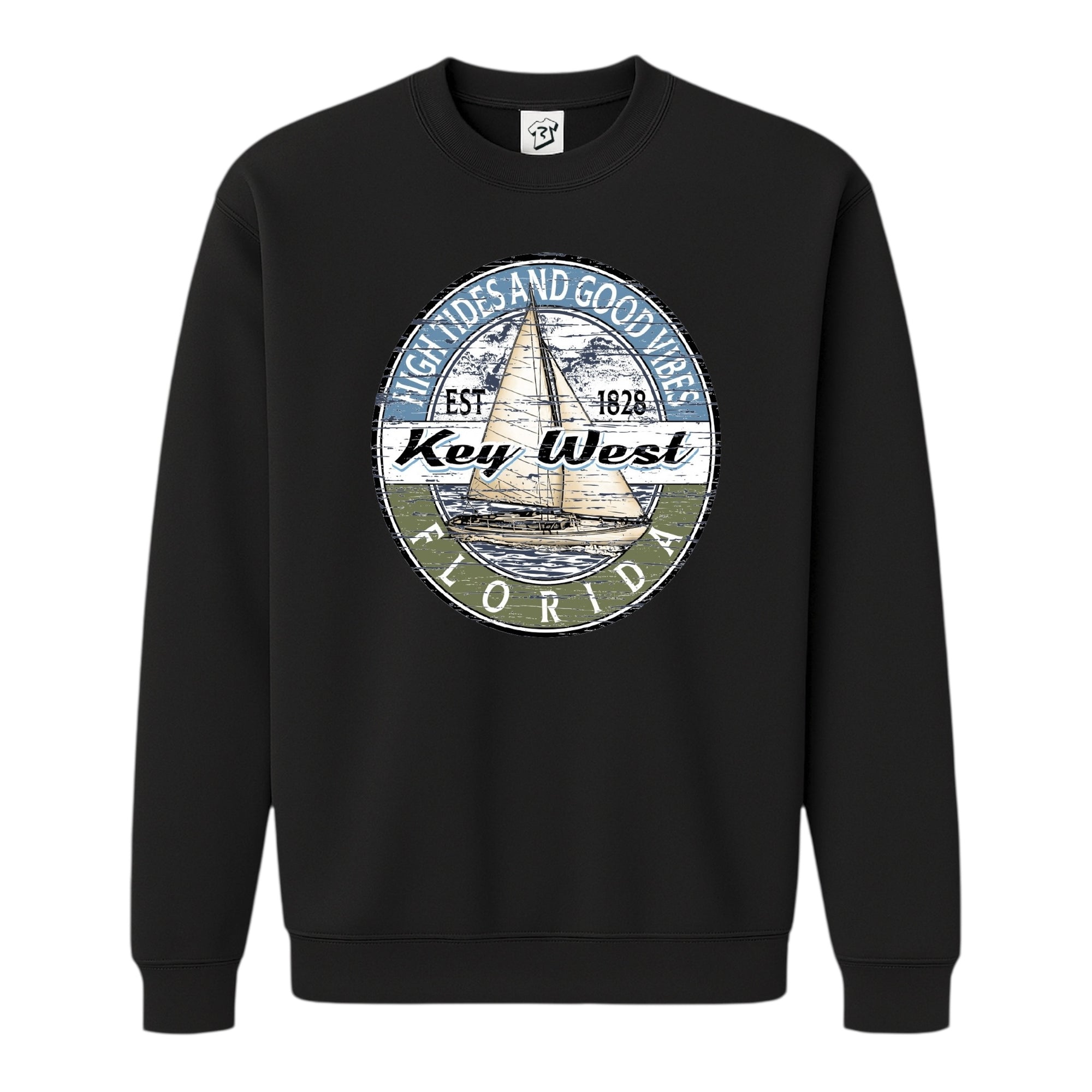 Tees Club crewneck sweatshirt Sail Boat KW - Sweatshirt Black Size S back view