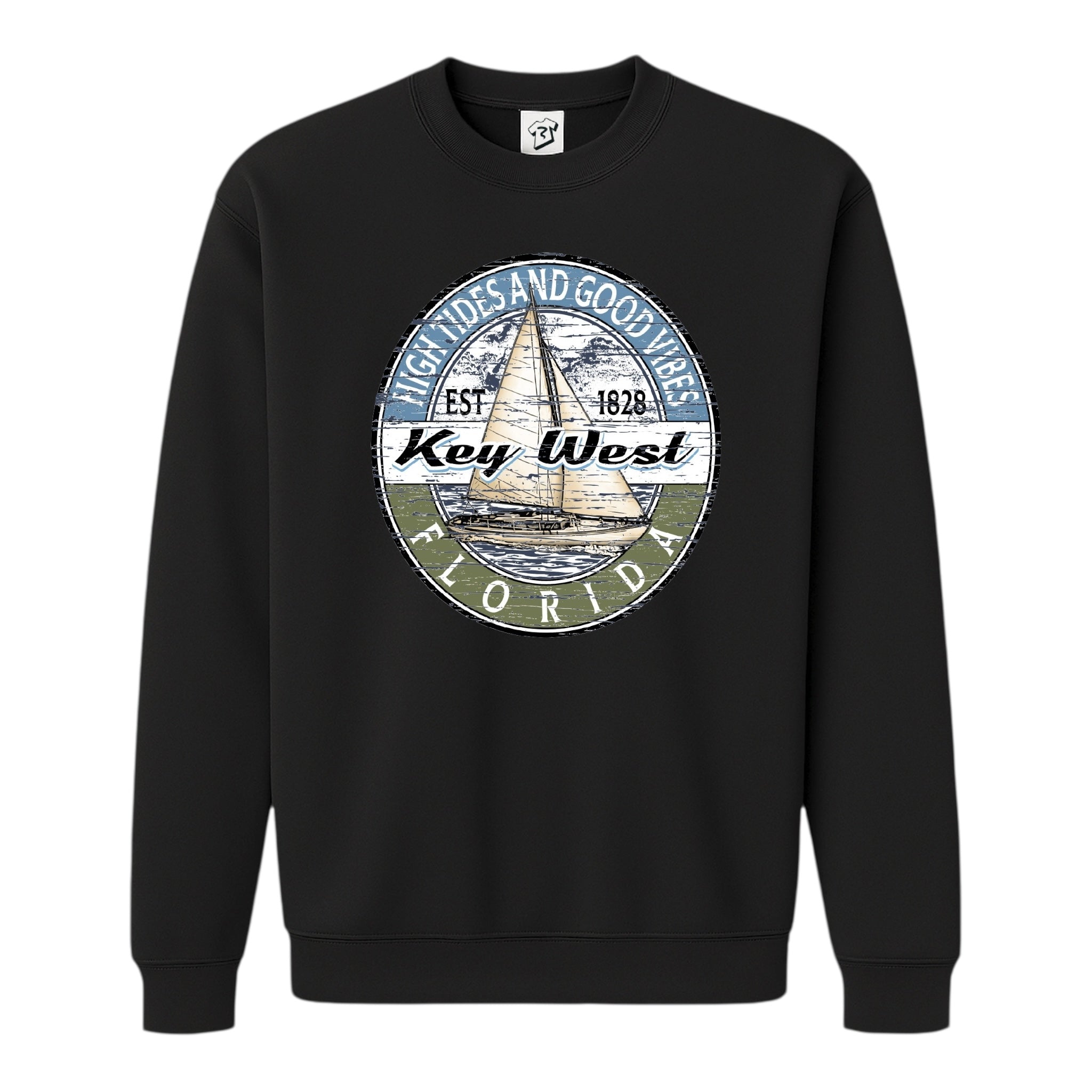 Tees Club crewneck sweatshirt Sail Boat KW - Sweatshirt Black Size S back view