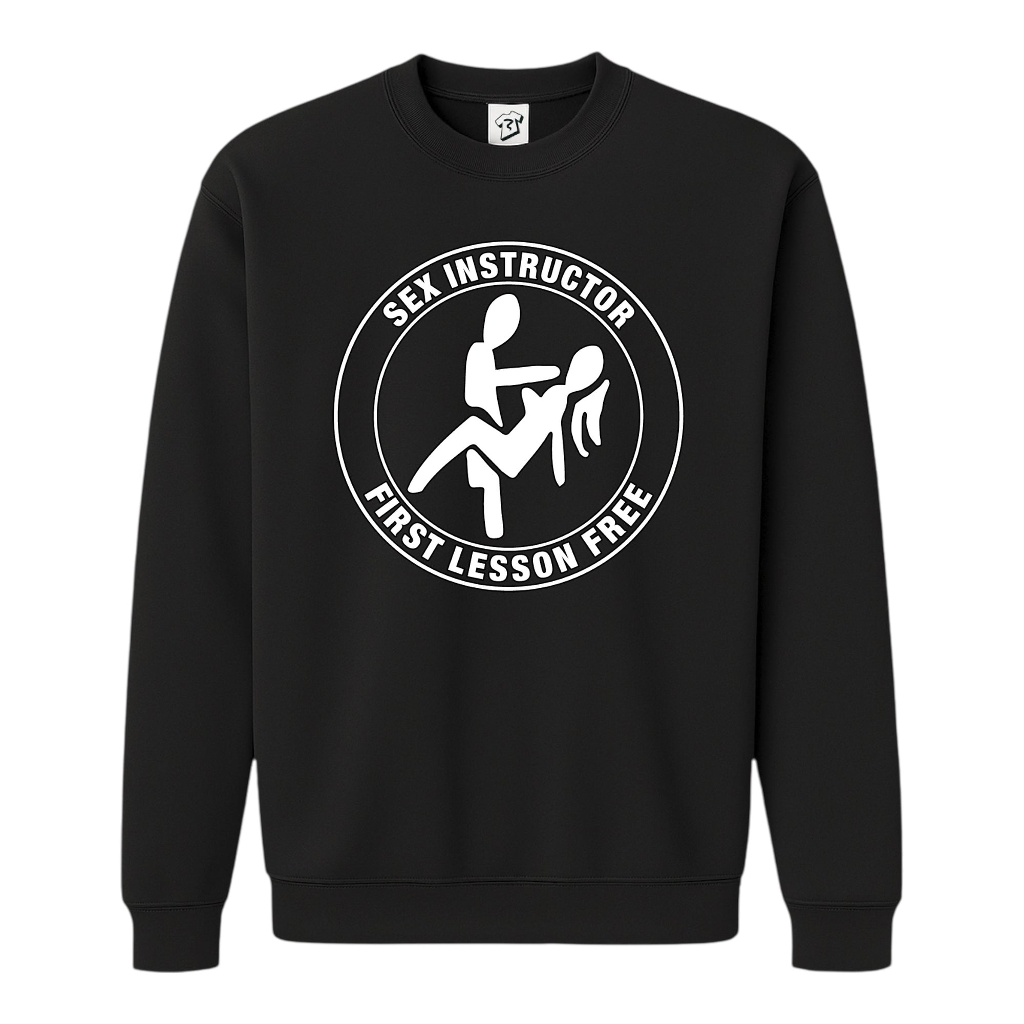 Tees Club crewneck sweatshirt Sex Instructor First Lesson Free - Sweatshirt Black Size S back view