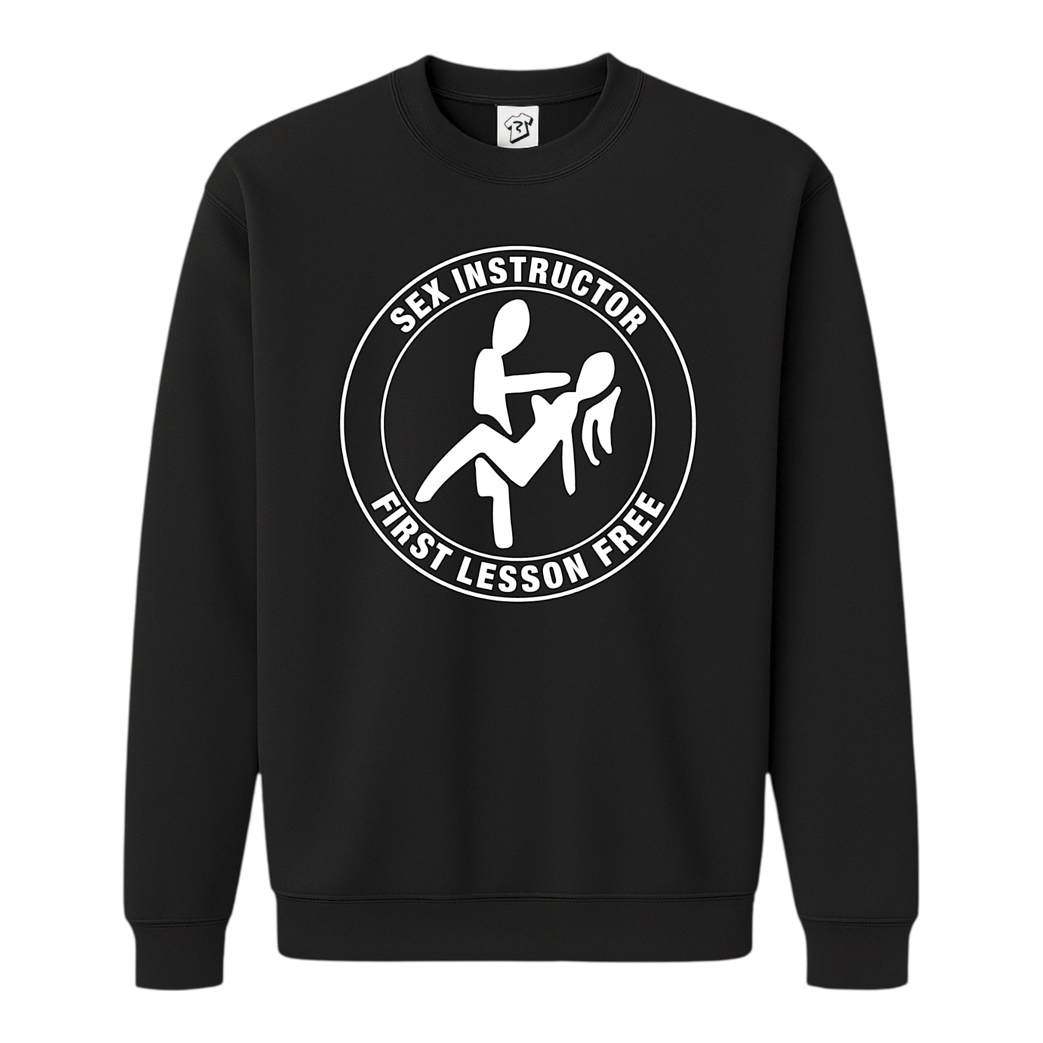 Tees Club crewneck sweatshirt Sex Instructor First Lesson Free - Sweatshirt Black Size S back view