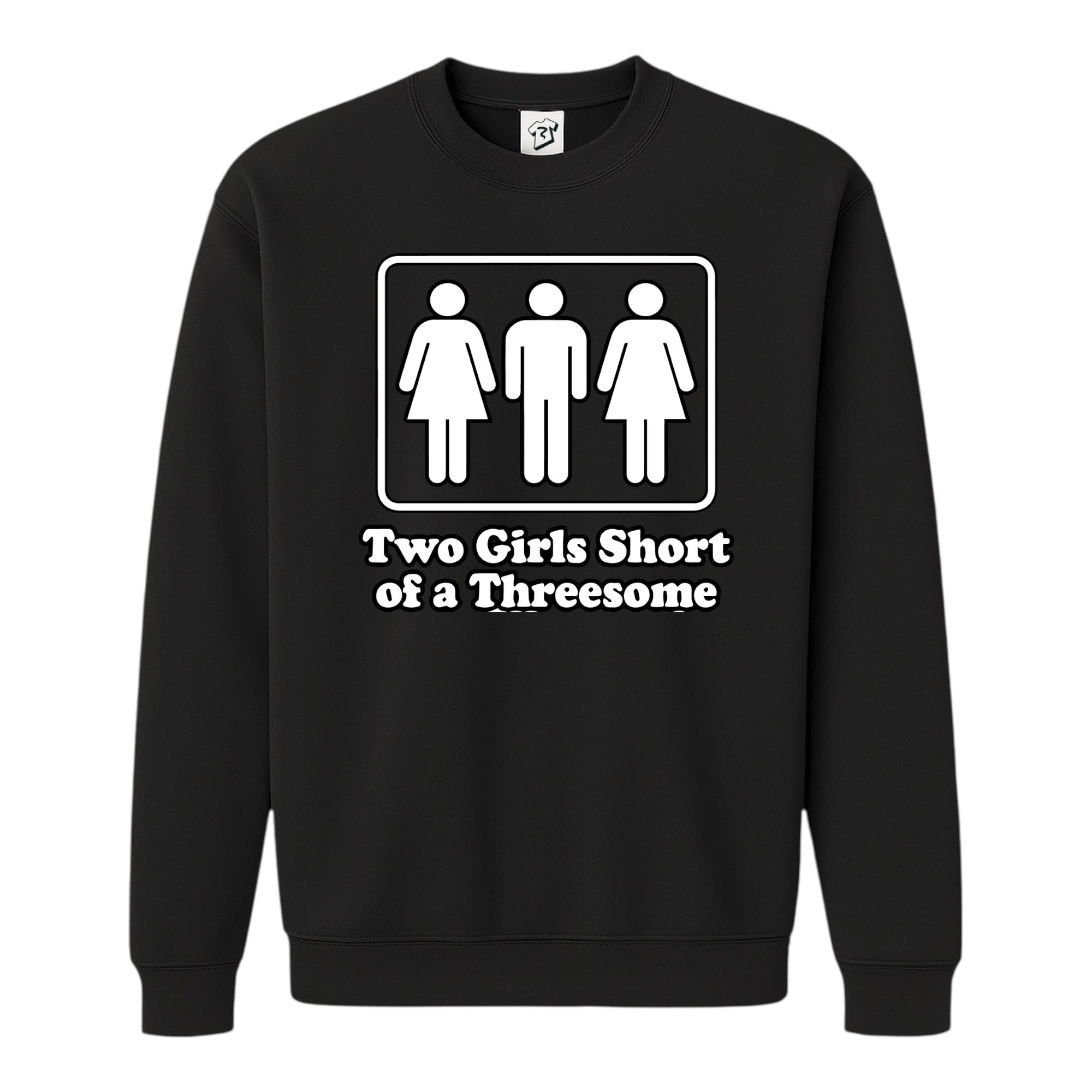 Tees Club crewneck sweatshirt Two Girls Short of a Threesome - Sweatshirt Black Size S back view