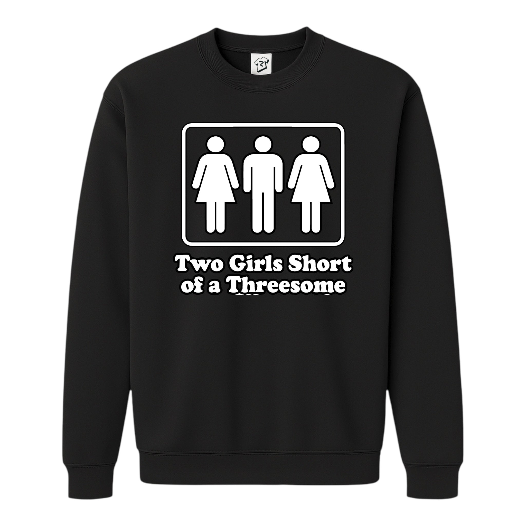 Tees Club crewneck sweatshirt Two Girls Short of a Threesome - Sweatshirt Black Size S back view