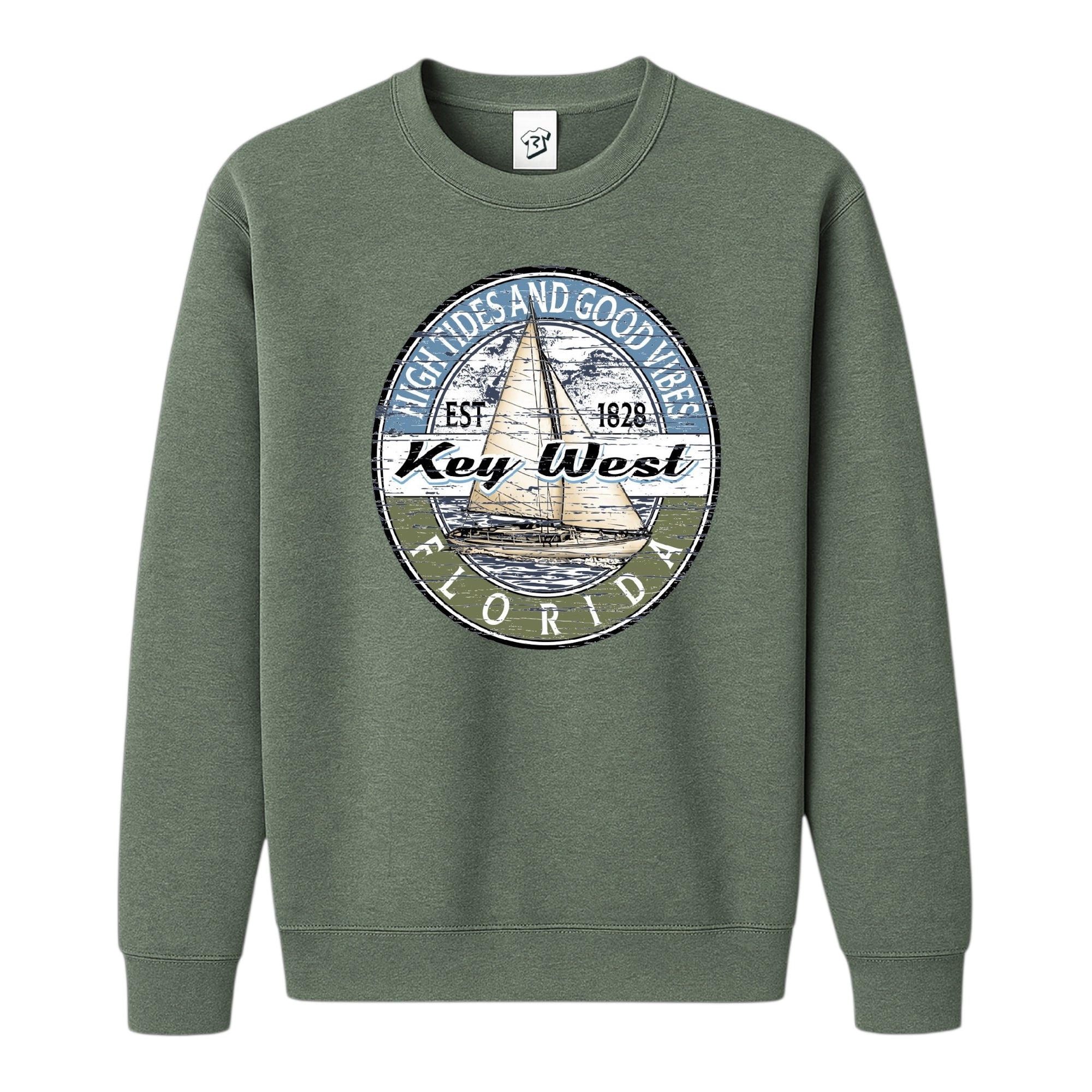 Tees Club crewneck sweatshirt Sail Boat KW - Sweatshirt Black Size S front view