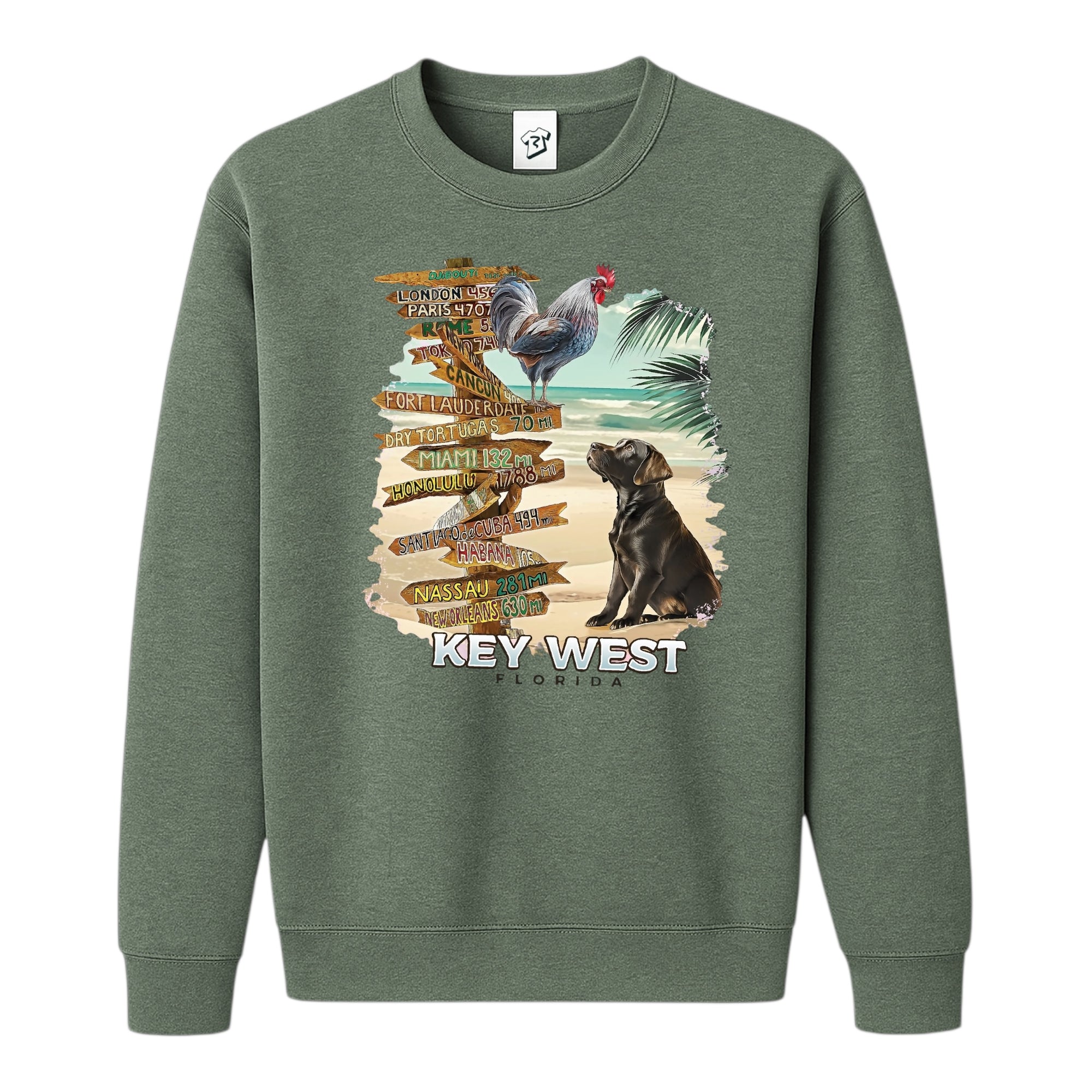 Tees Club crewneck sweatshirt Dog and Rooster KW - Sweatshirt Black Size S front view