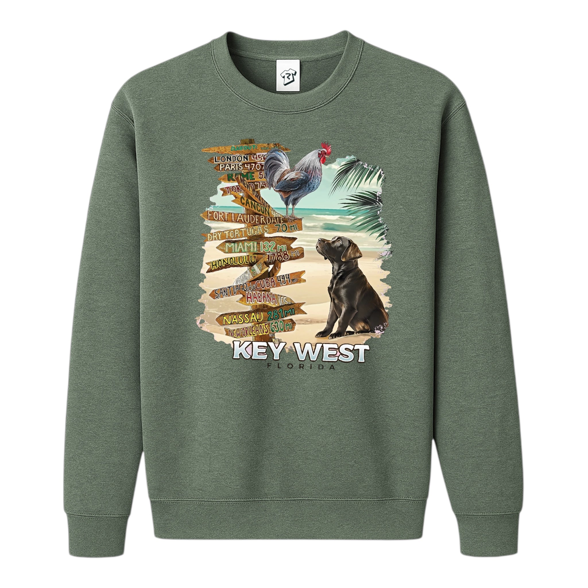 Tees Club crewneck sweatshirt Dog and Rooster KW - Sweatshirt Black Size S front view