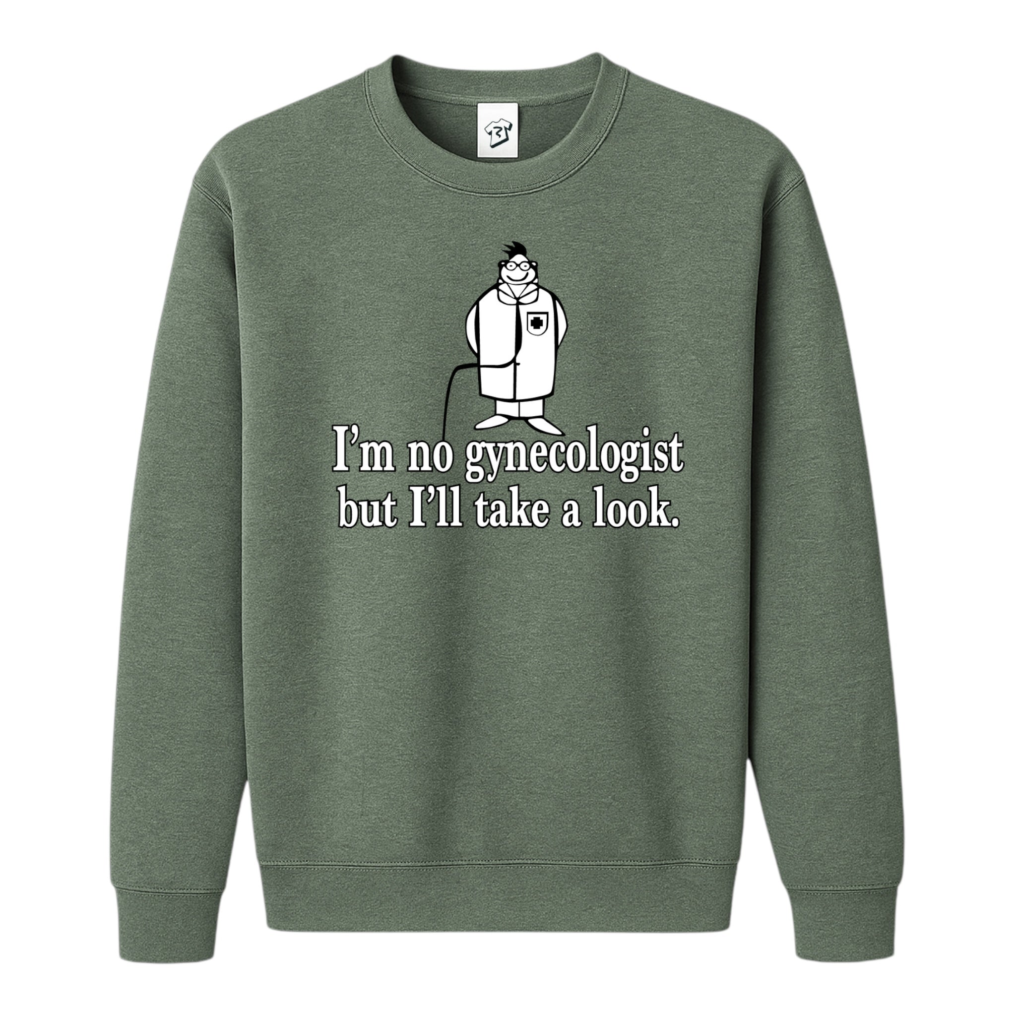 Tees Club crewneck sweatshirt I'm No Gynecologist But I'll Take a Look - Sweatshirt Black Size S back view