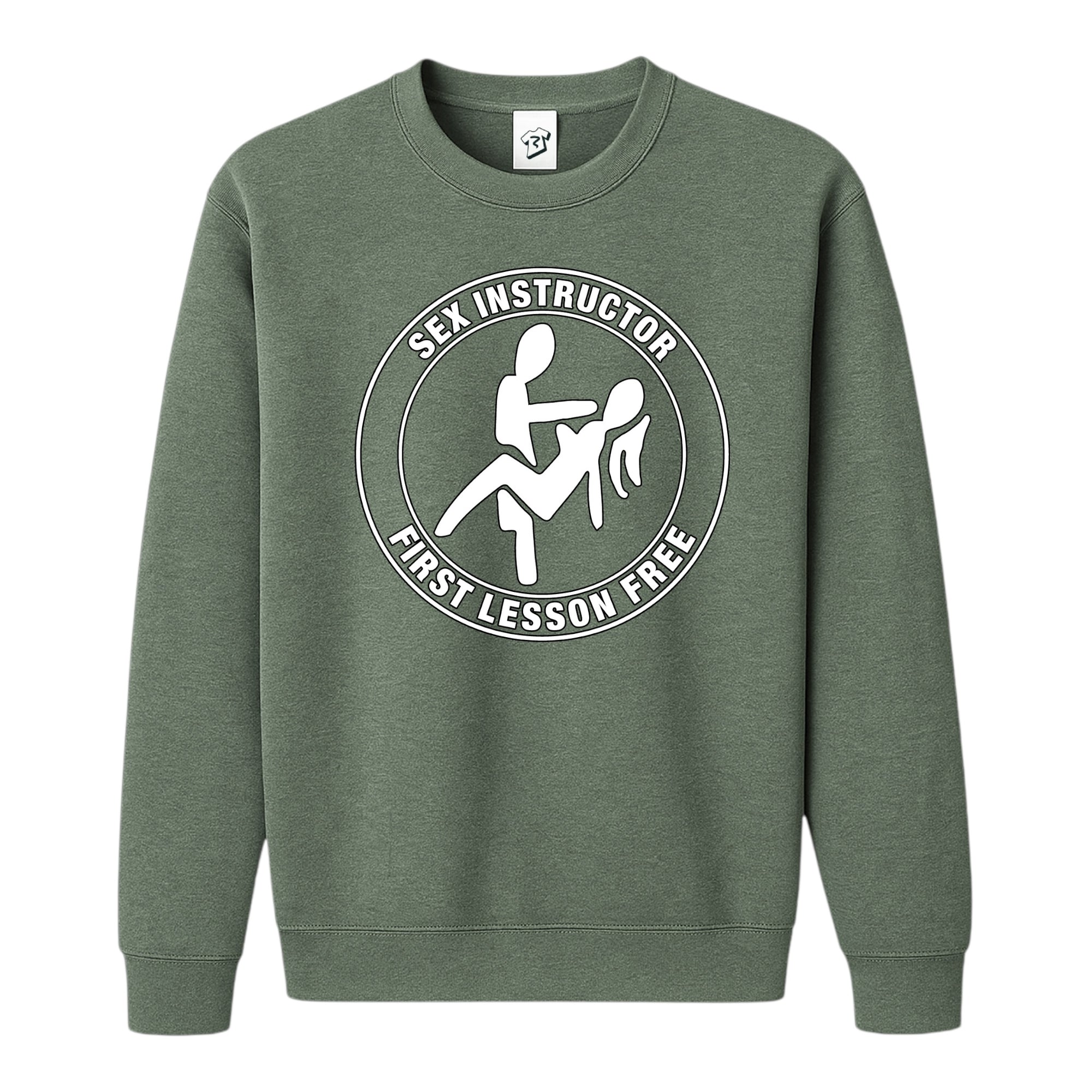 Tees Club crewneck sweatshirt Sex Instructor First Lesson Free - Sweatshirt Black Size S front view