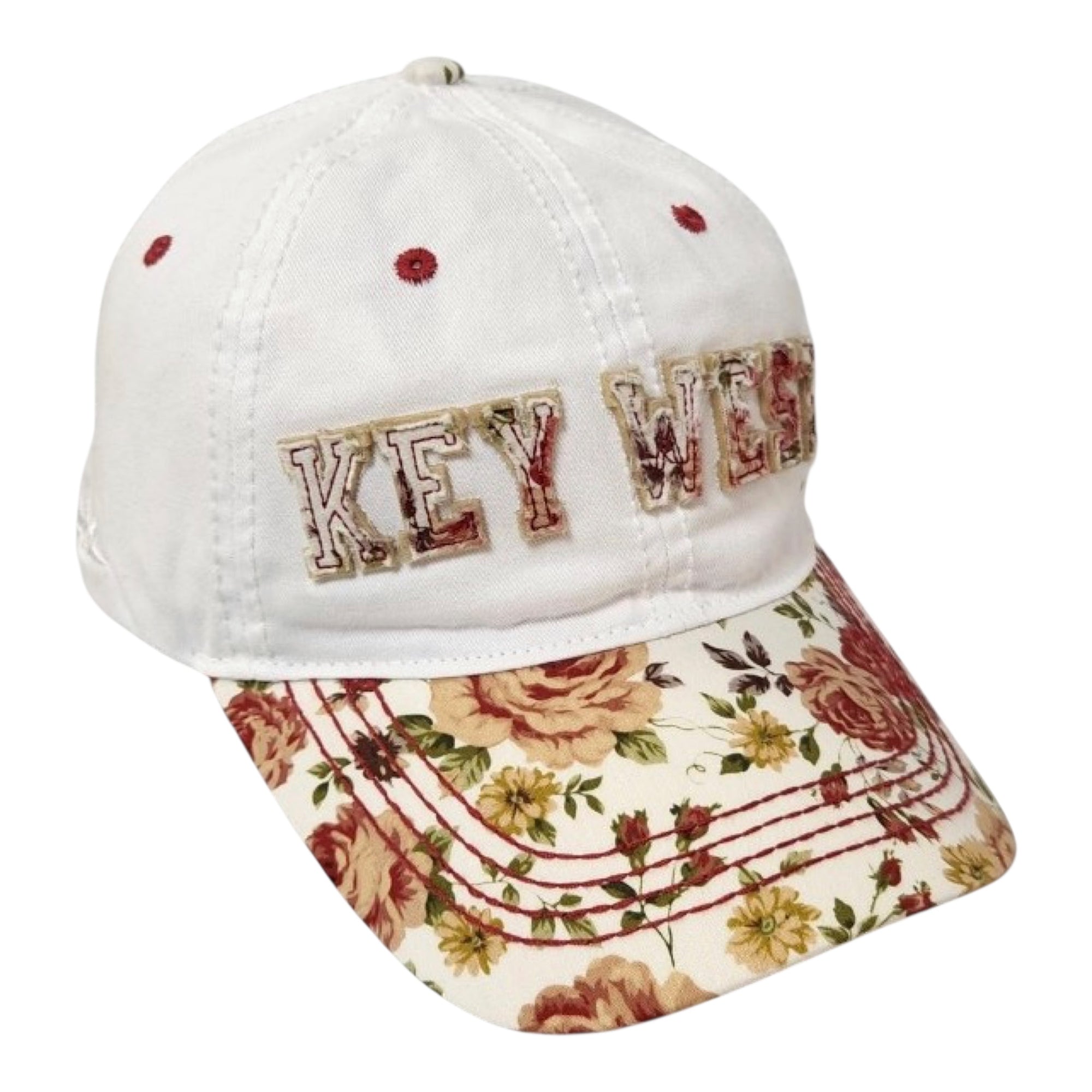 Tees Club baseball cap Key West Red Flowers - Baseball Cap KW front view