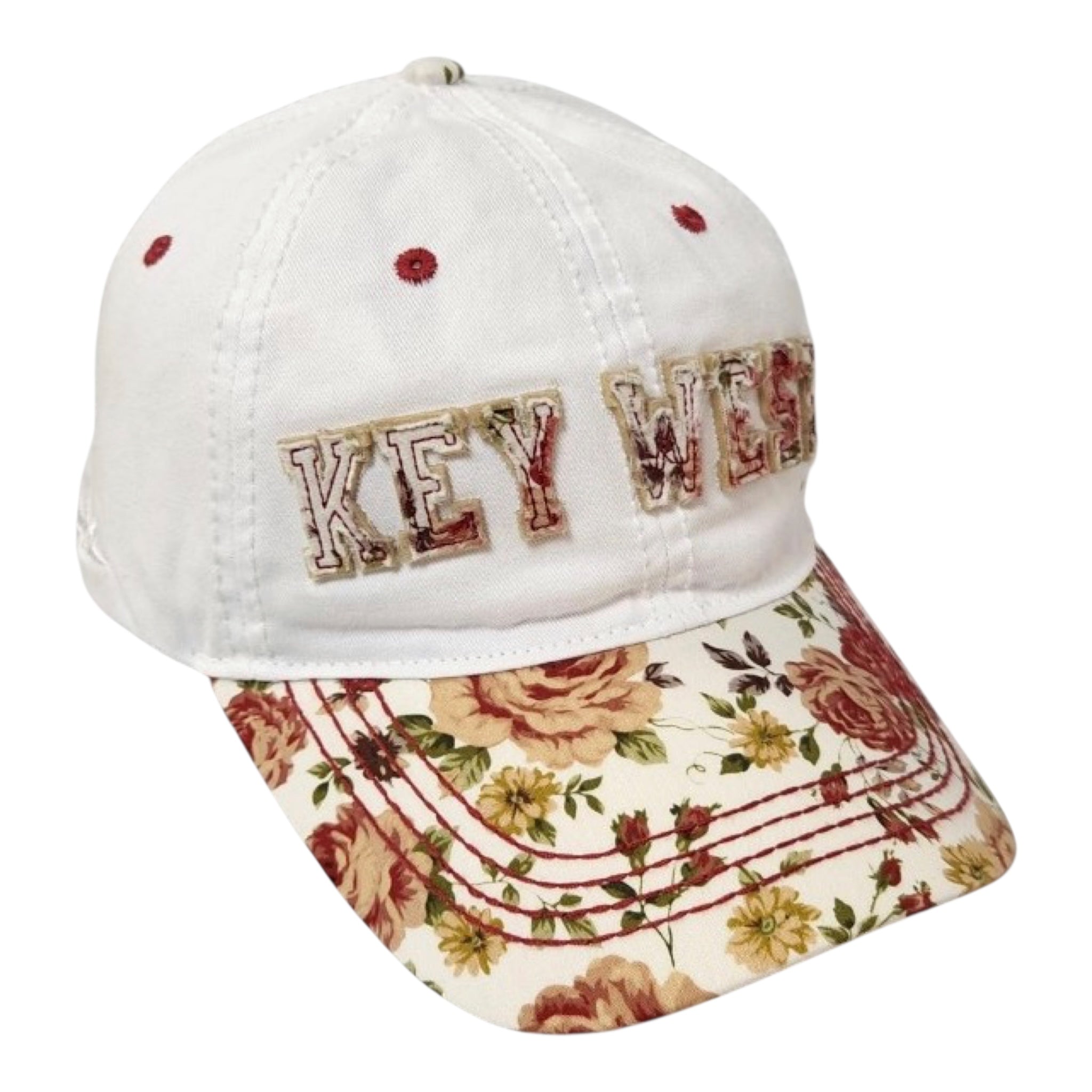 Tees Club baseball cap Key West Red Flowers - Baseball Cap KW front view