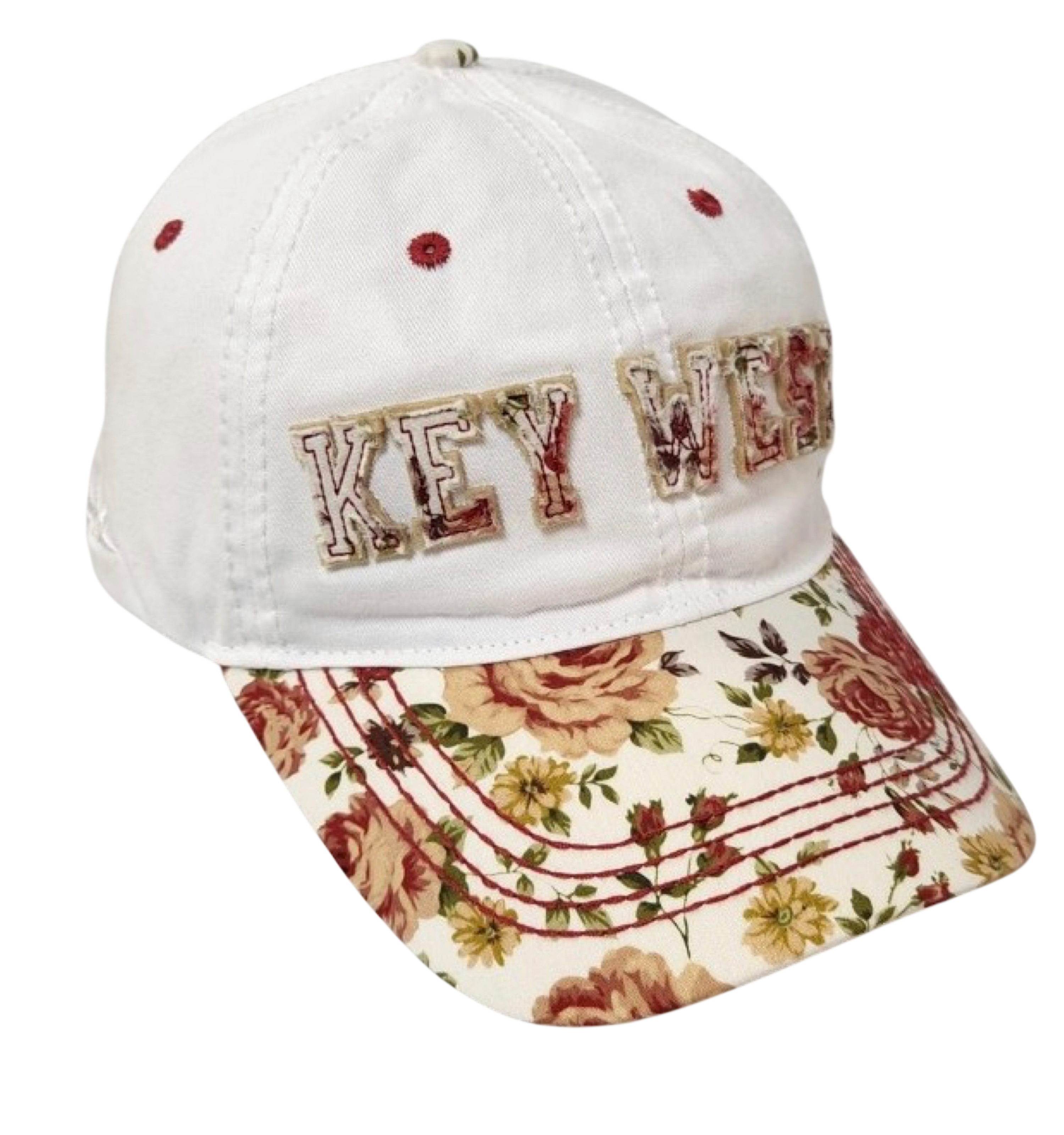 Tees Club baseball cap Key West Red Flowers - Baseball Cap KW detail