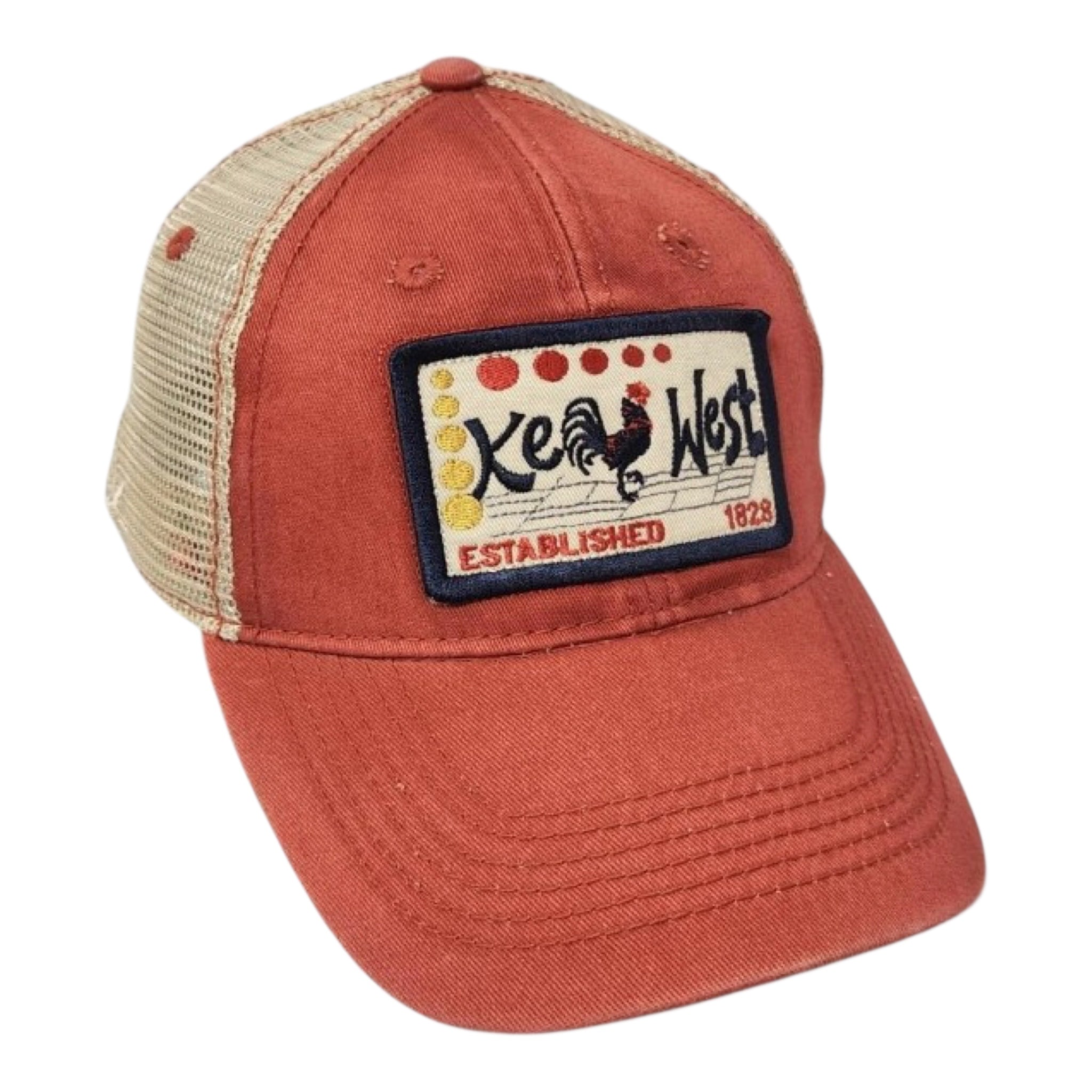 Tees Club baseball cap Key West Rooster Orange - Baseball Cap KW front view