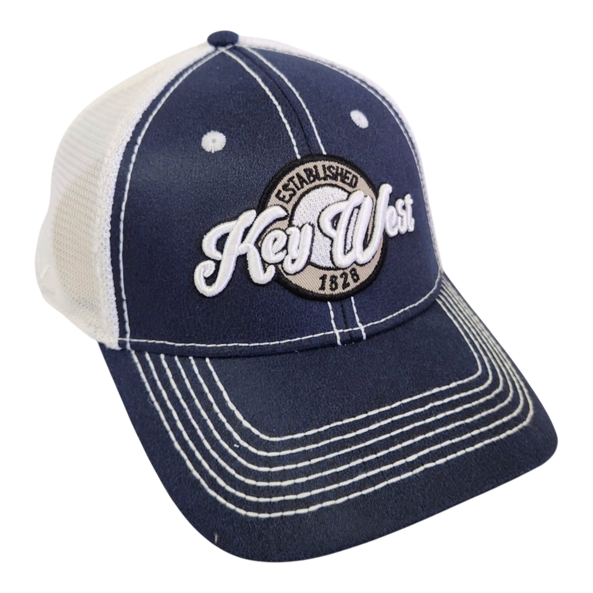 Tees Club baseball cap Key West Navy Trucker - Baseball Cap KW front view