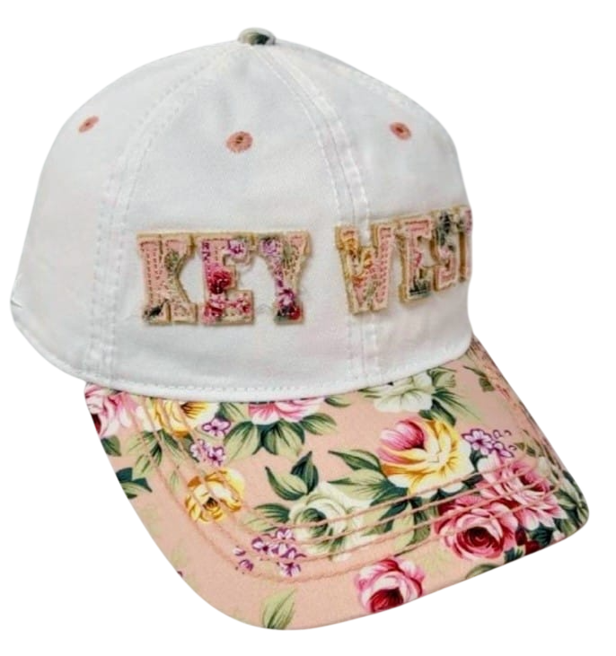 Tees Club baseball cap Key West Pink Flowers - Baseball Cap KW detail