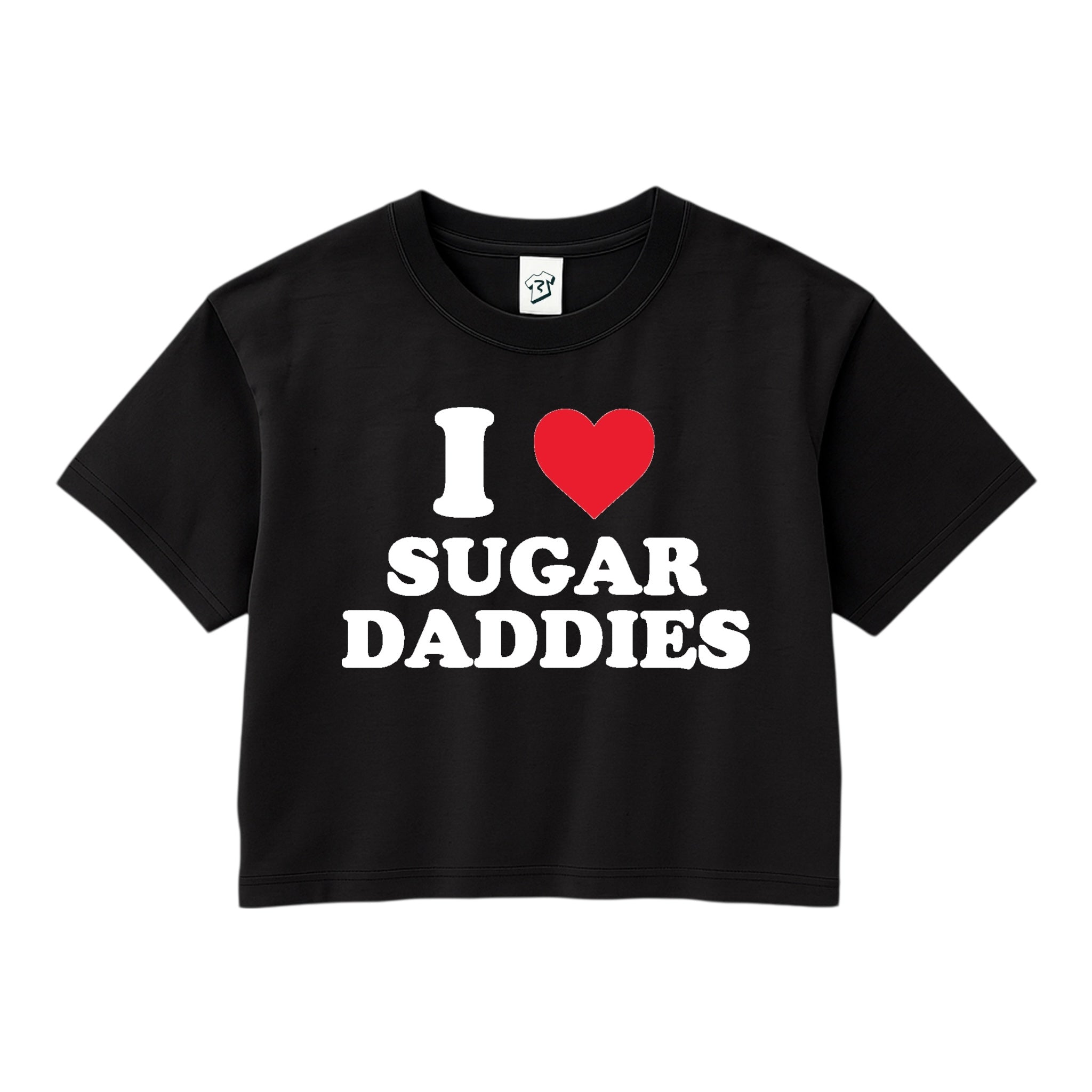 Tees Club crop top I Love Sugar Daddies - Crop Top Black Size XS front view