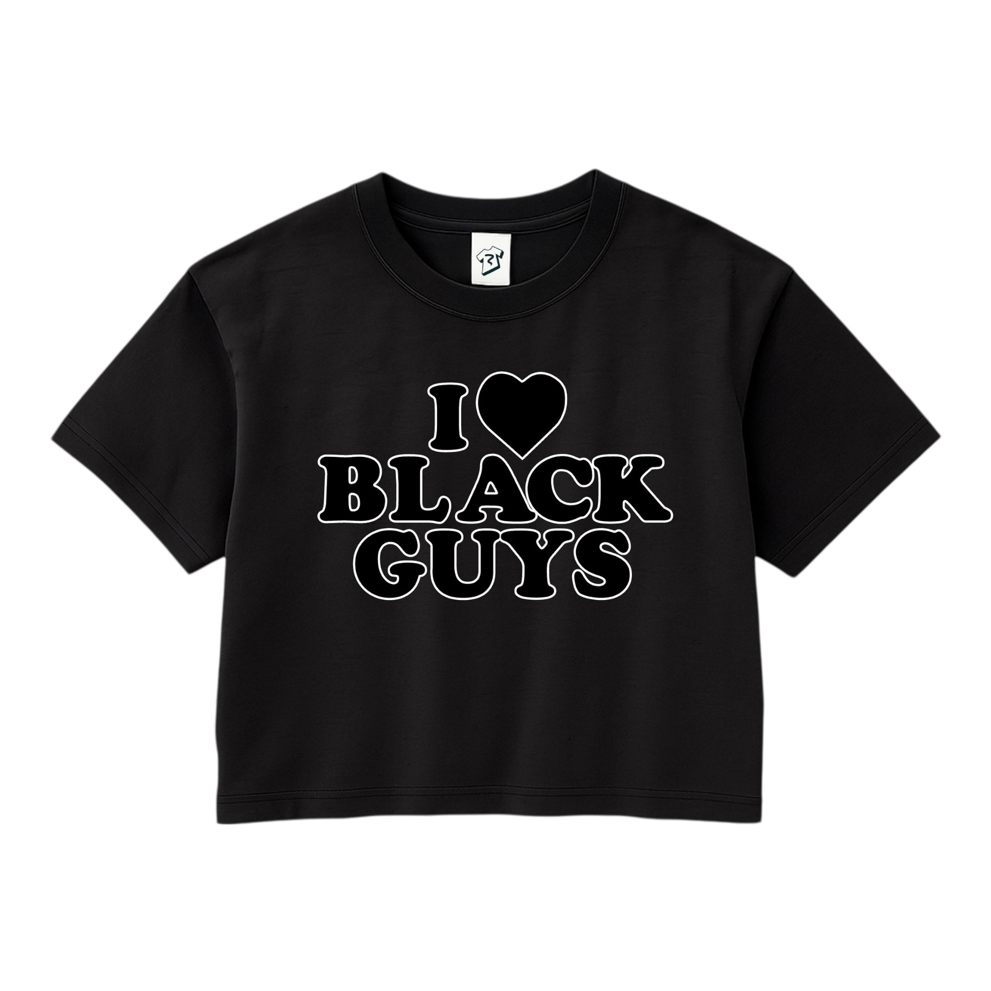Tees Club crop top I Love Black Guys (Black) - Crop Top Black Size XS back view