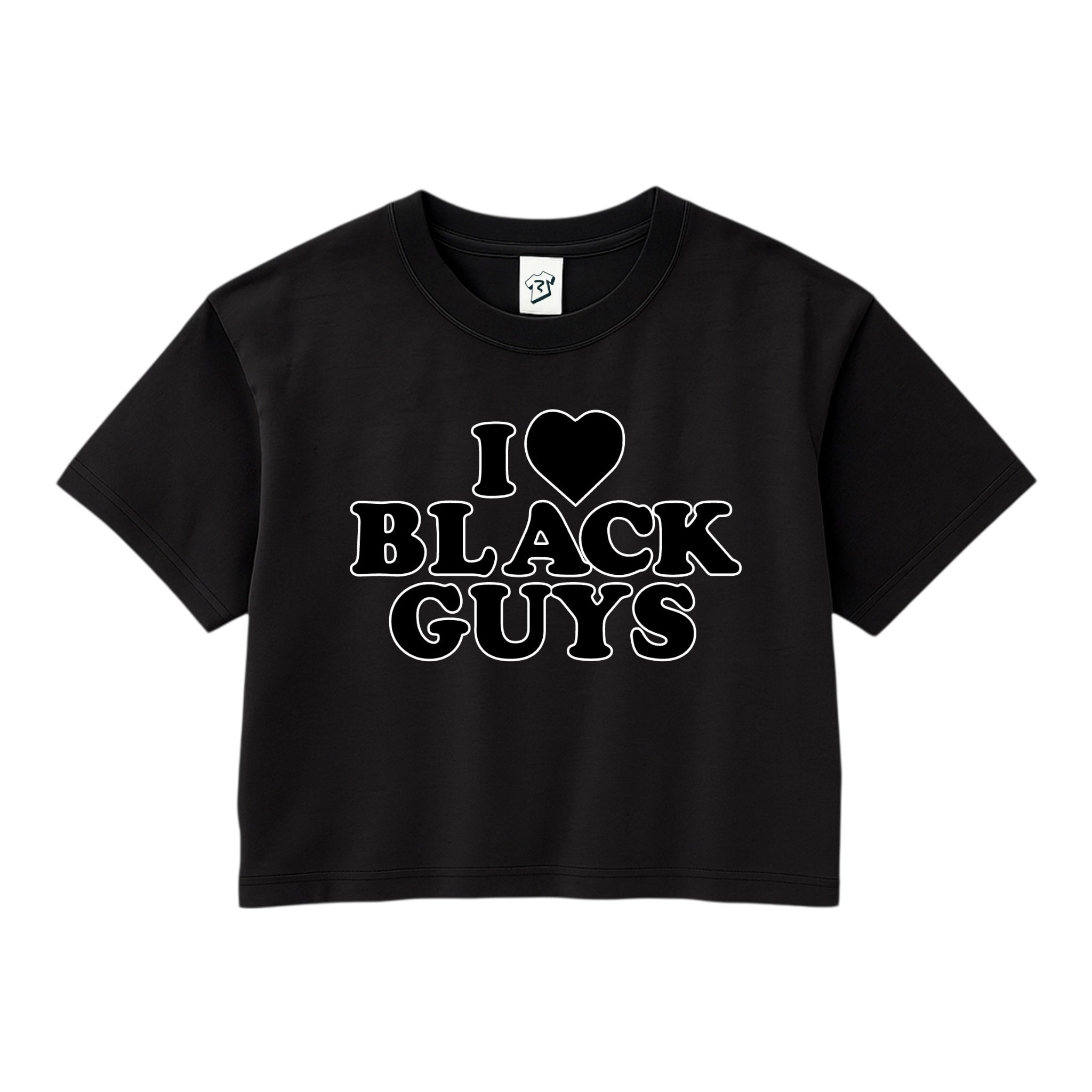 Tees Club crop top I Love Black Guys (Black) - Crop Top Black Size XS back view