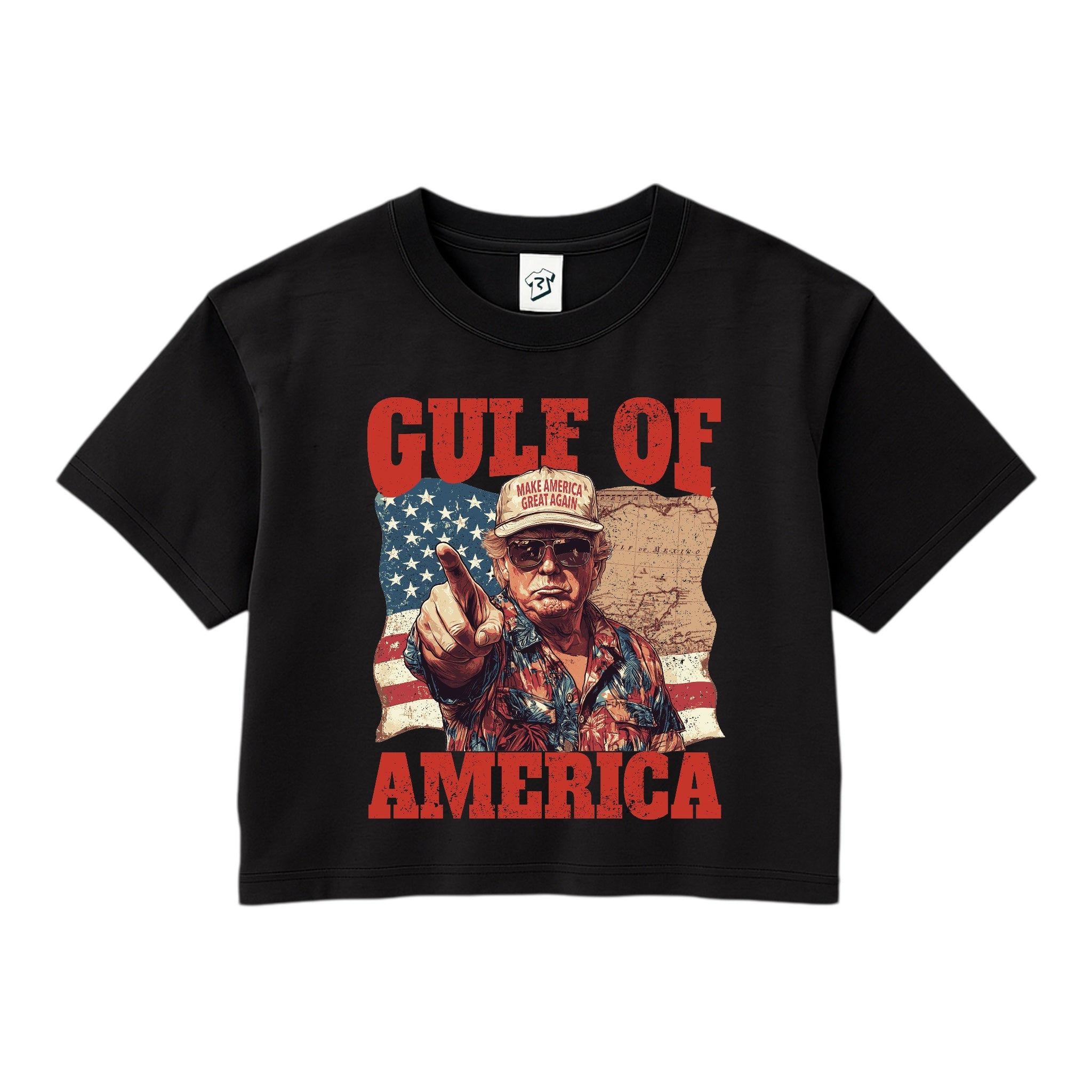 Tees Club crop top Gulf of America Jimmy Buffett - Crop Top Black Size XS front view