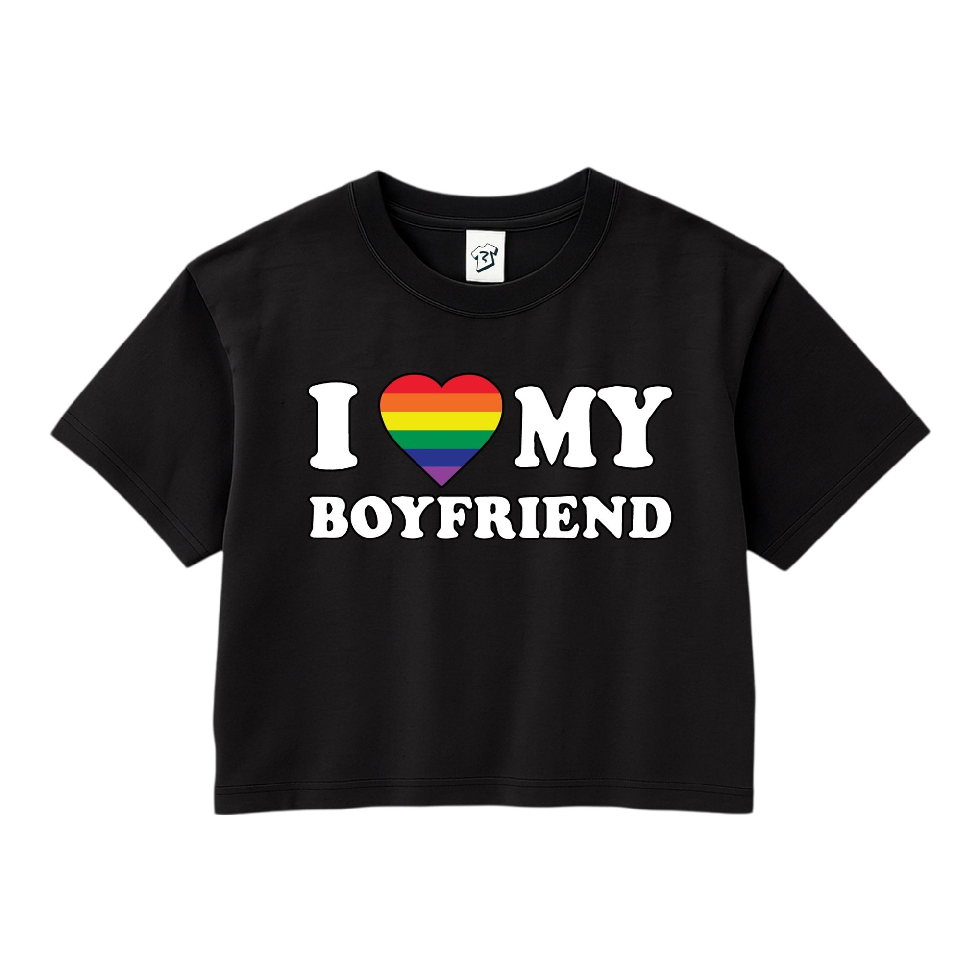 Tees Club crop top I Love My Boyfriend (Pride) - Crop Top Black Size XS front view