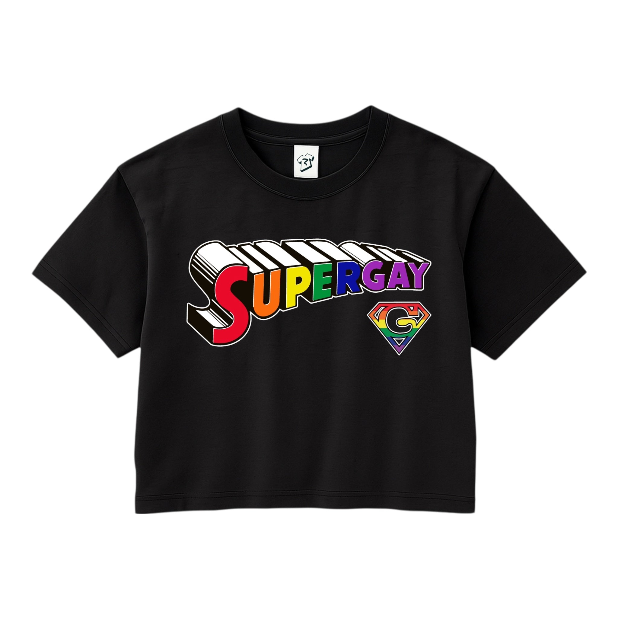 Tees Club crop top Supergay - Crop Top Black Size XS front view