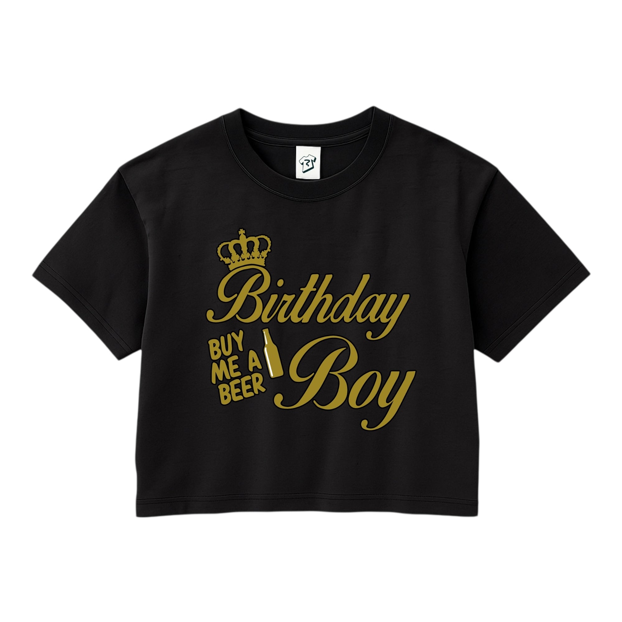 Tees Club crop top Birthday Boy (Buy Me a Beer) - Crop Top Black Size XS back view