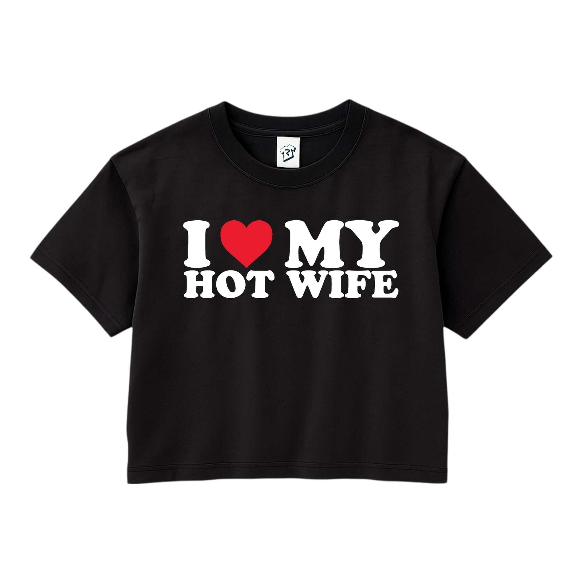 Tees Club crop top I Love My Hot Wife - Crop Top Black Size XS front view