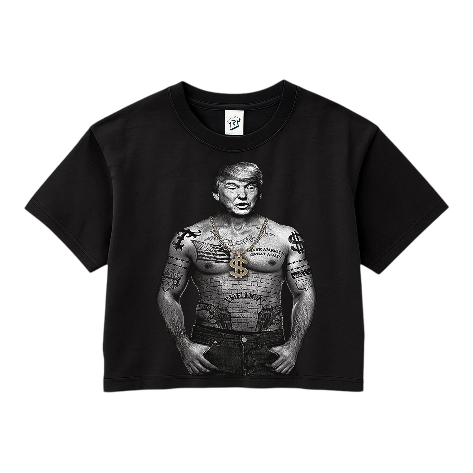 Tees Club crop top Trump Tattooed - Crop Top Black Size XS front view