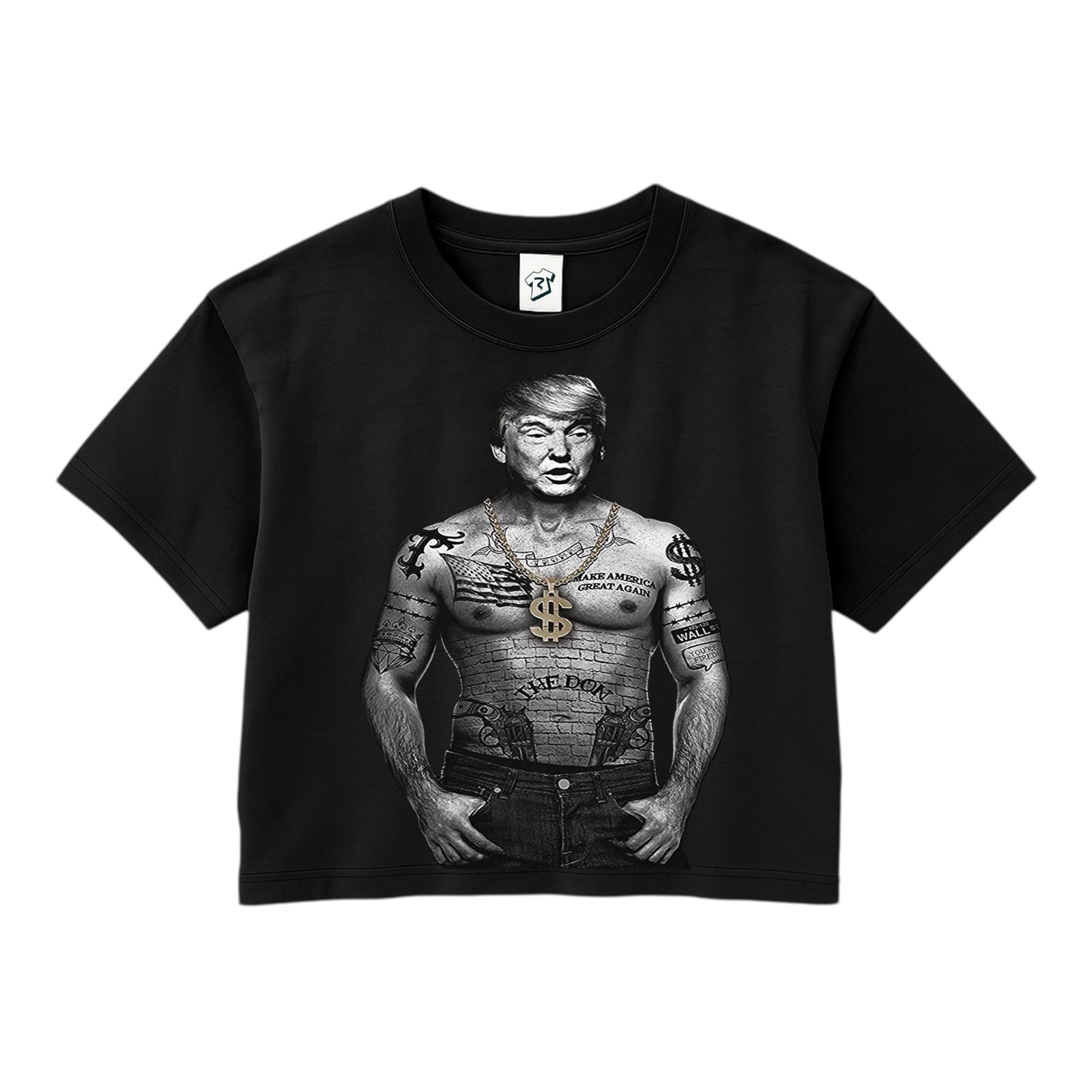 Tees Club crop top Trump Tattooed - Crop Top Black Size XS front view