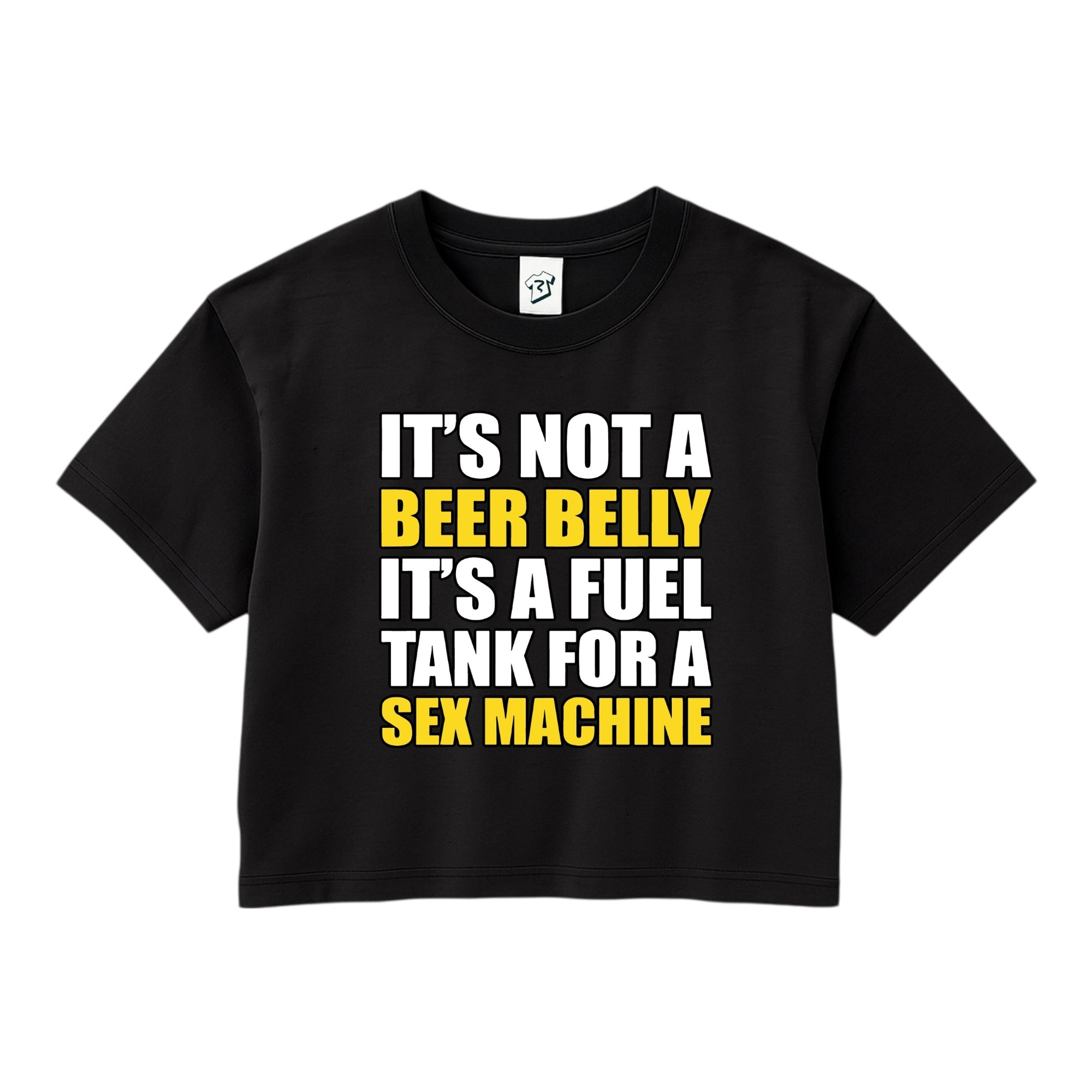 Tees Club tank top It's Not a Beer Belly - Crop Top Black Size XS back view