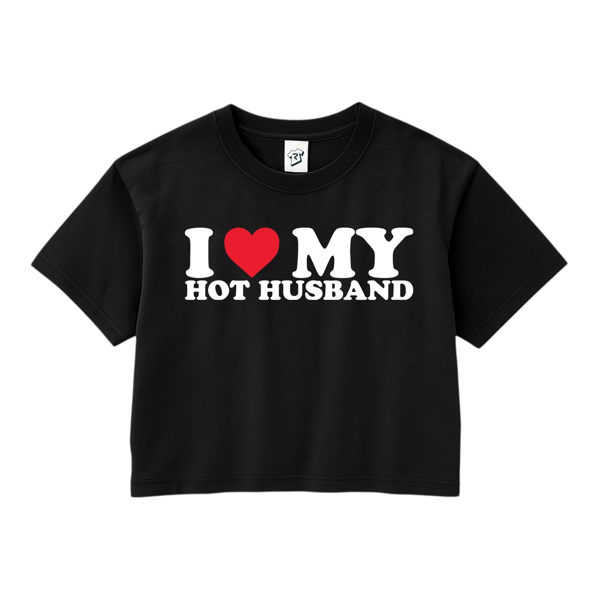 Tees Club crop top I Love My Hot Husband - Crop Top Black Size XS front view