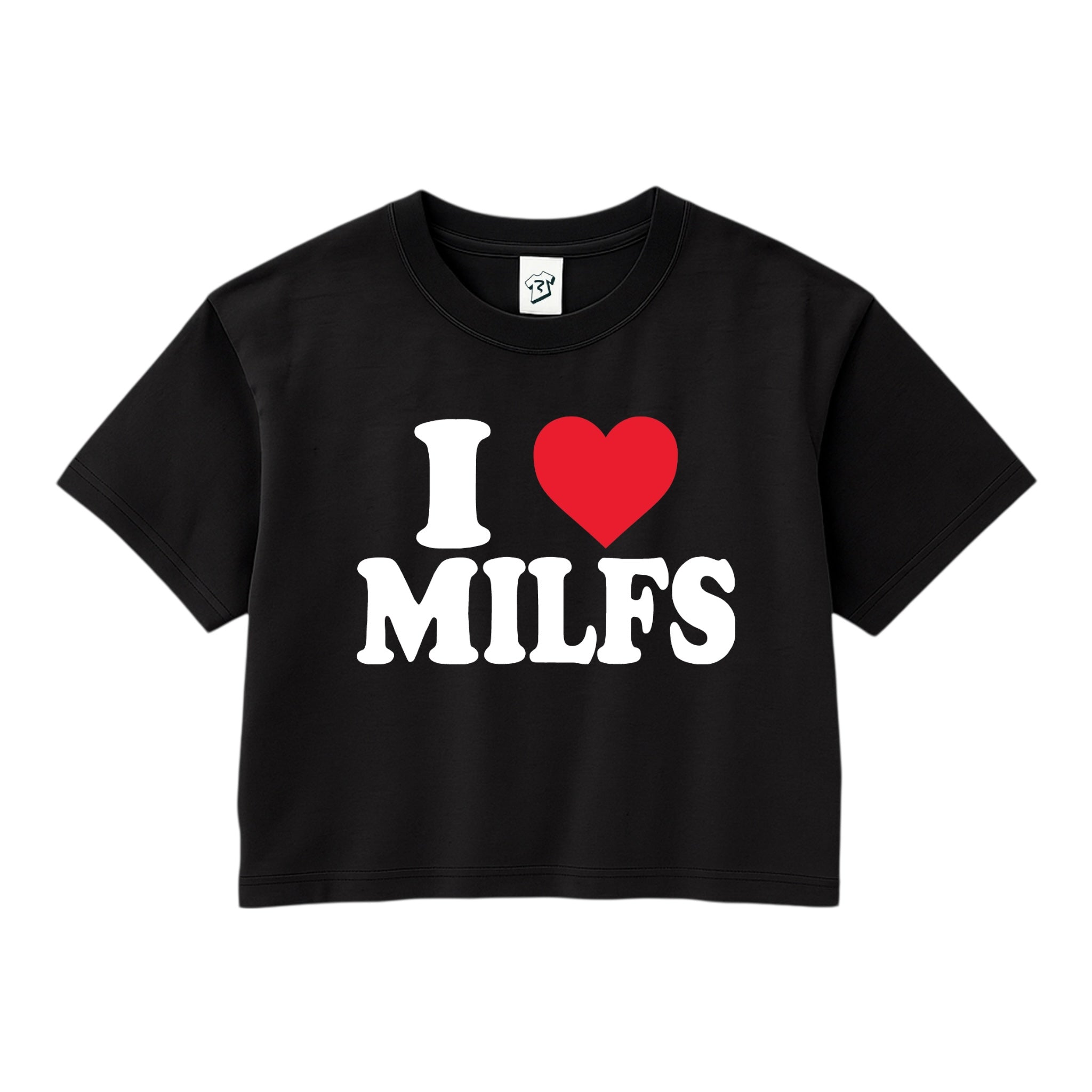 Tees Club crop top I Love MILFS - Crop Top Black Size XS back view