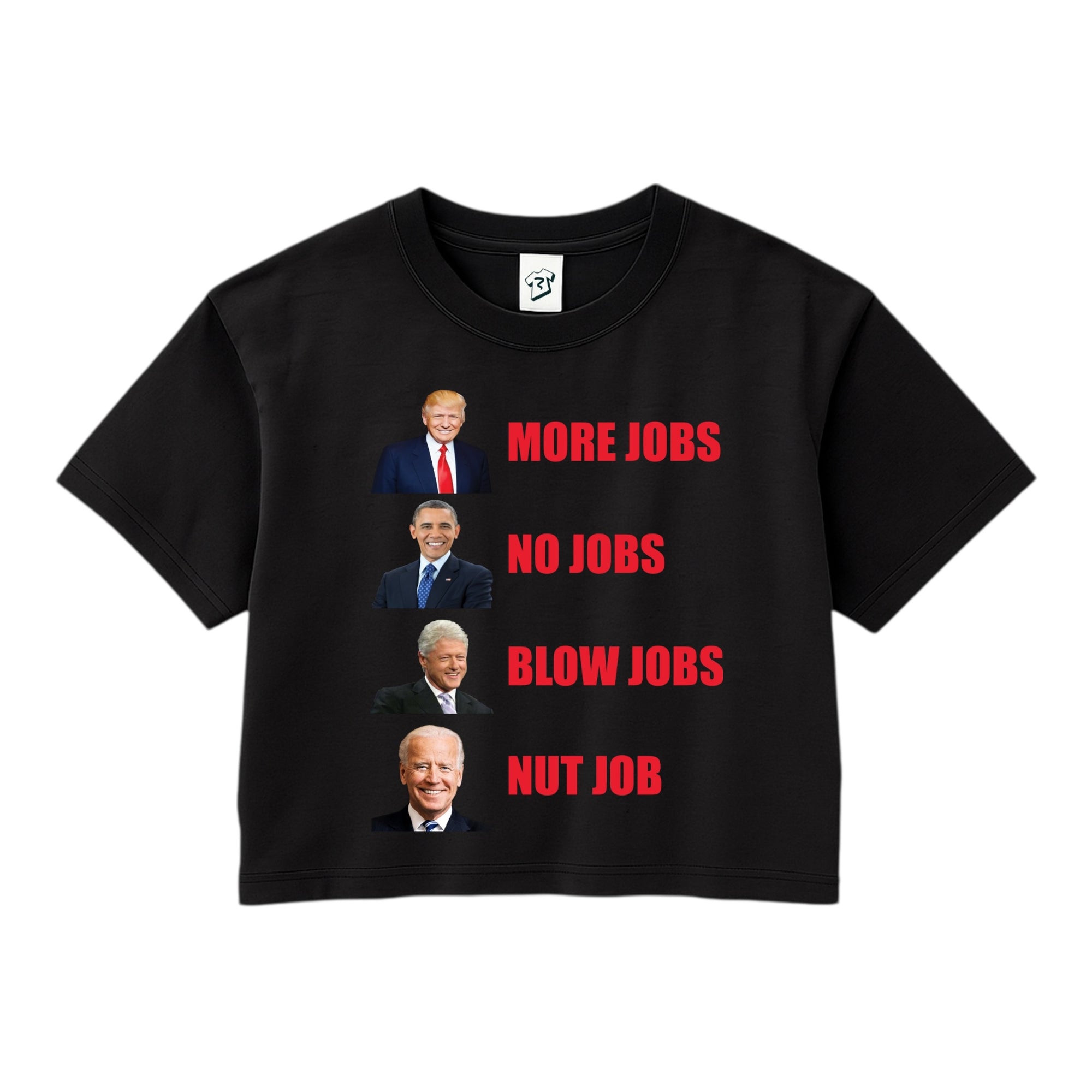 Tees Club crop top More Jobs No Jobs - Crop Top Black Size XS front view