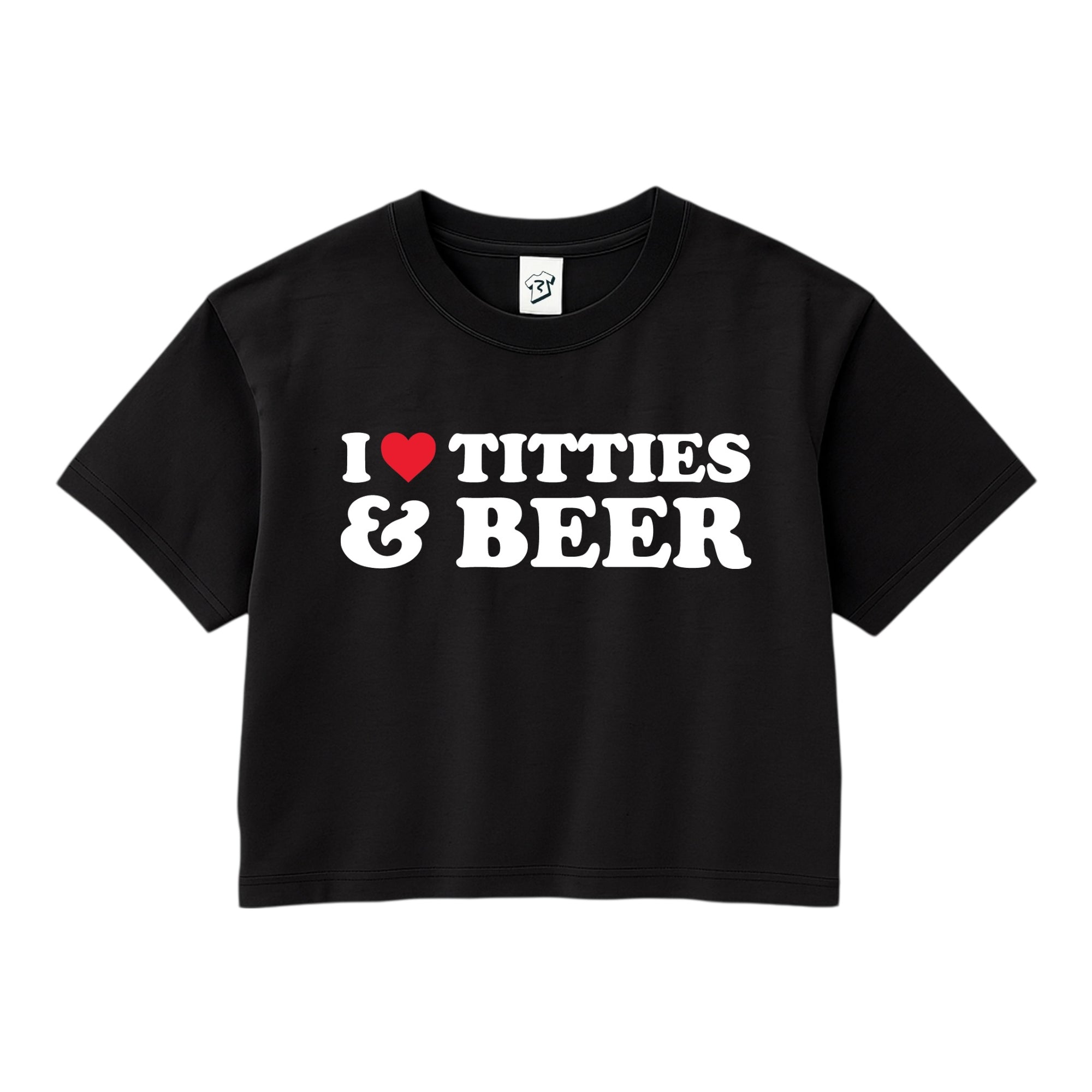 Tees Club crop top I Love Titties & Beer - Crop Top Black Size XS front view