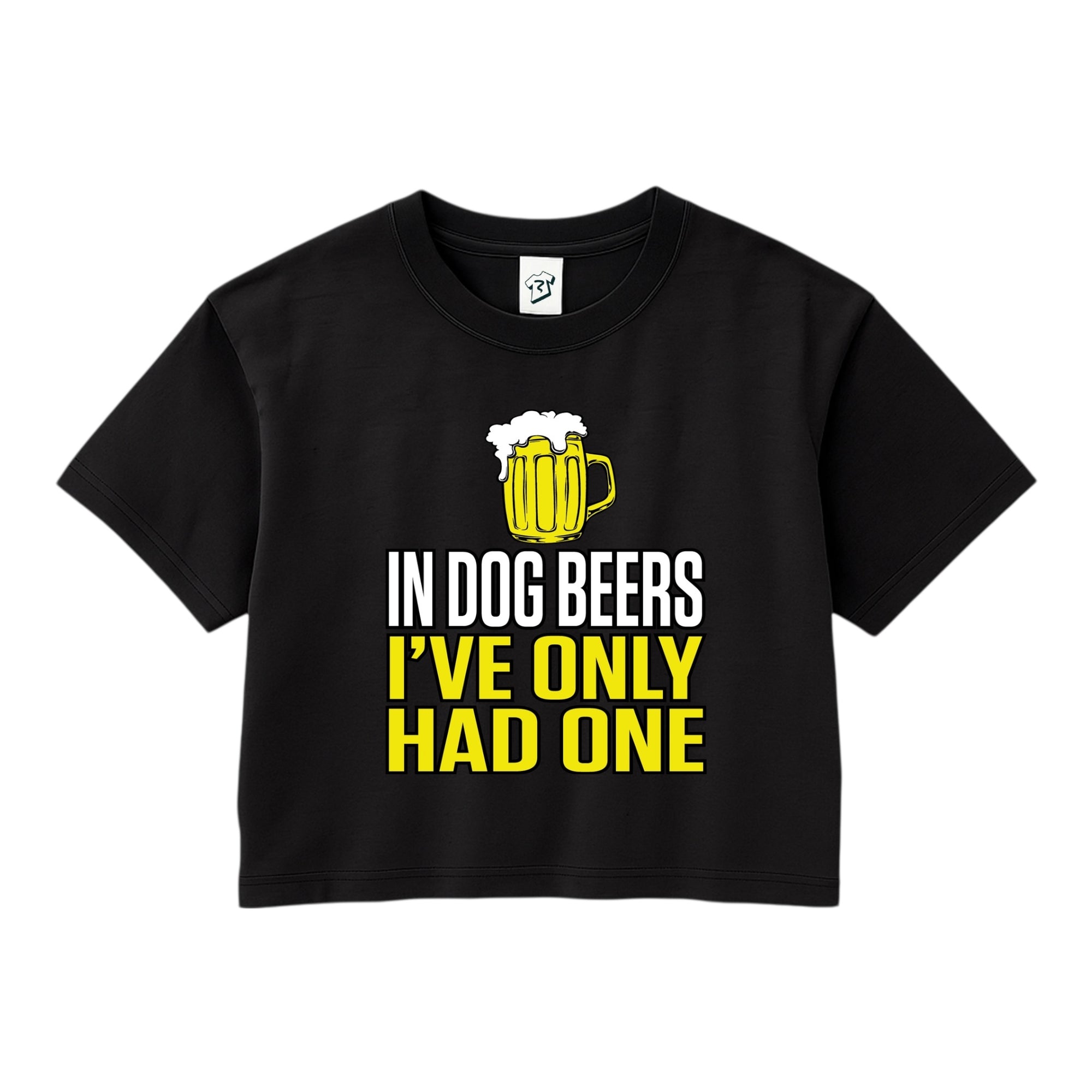 Tees Club crop top In Dog Beers I've Only Had One - Crop Top Black Size XS back view