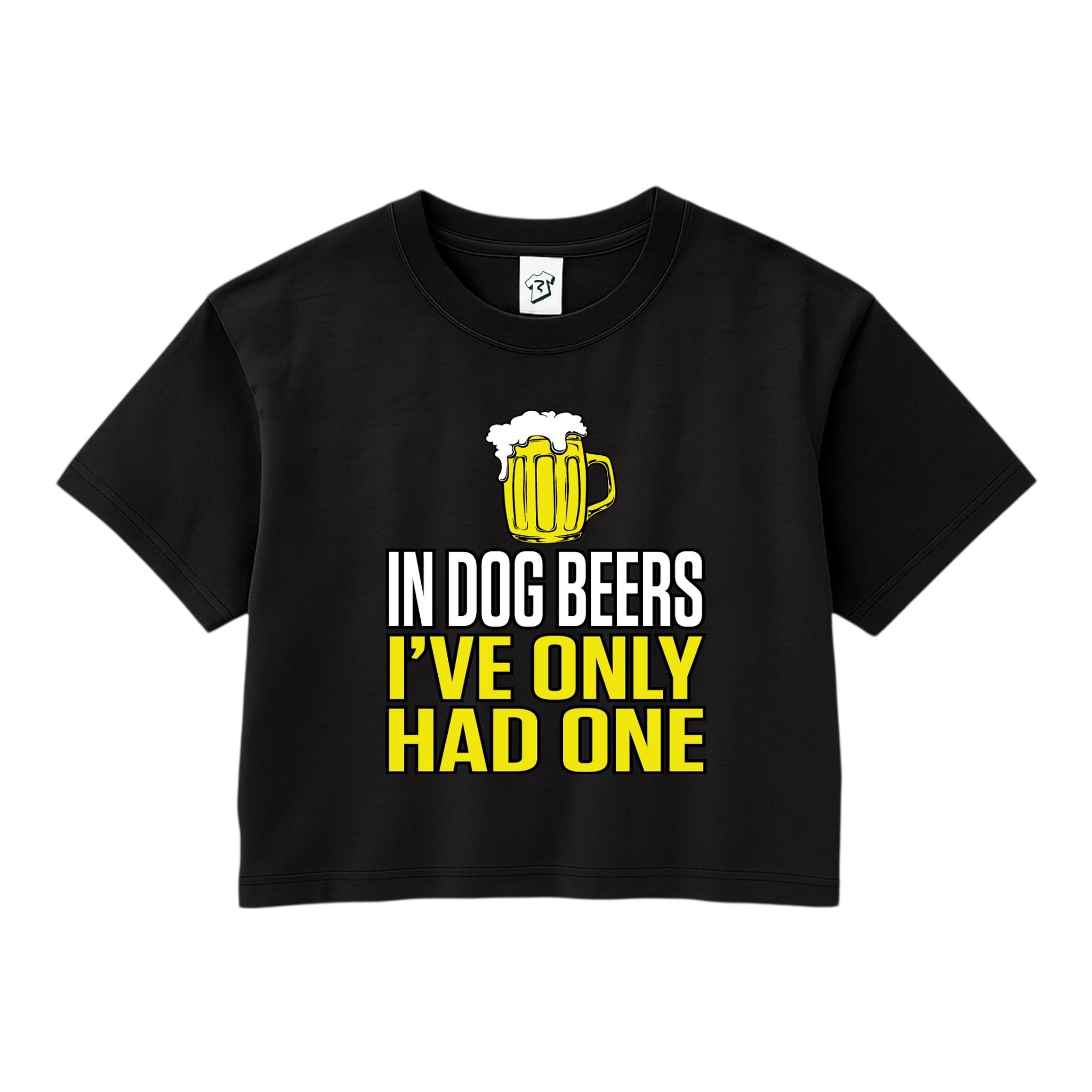 Tees Club crop top In Dog Beers I've Only Had One - Crop Top Black Size XS back view