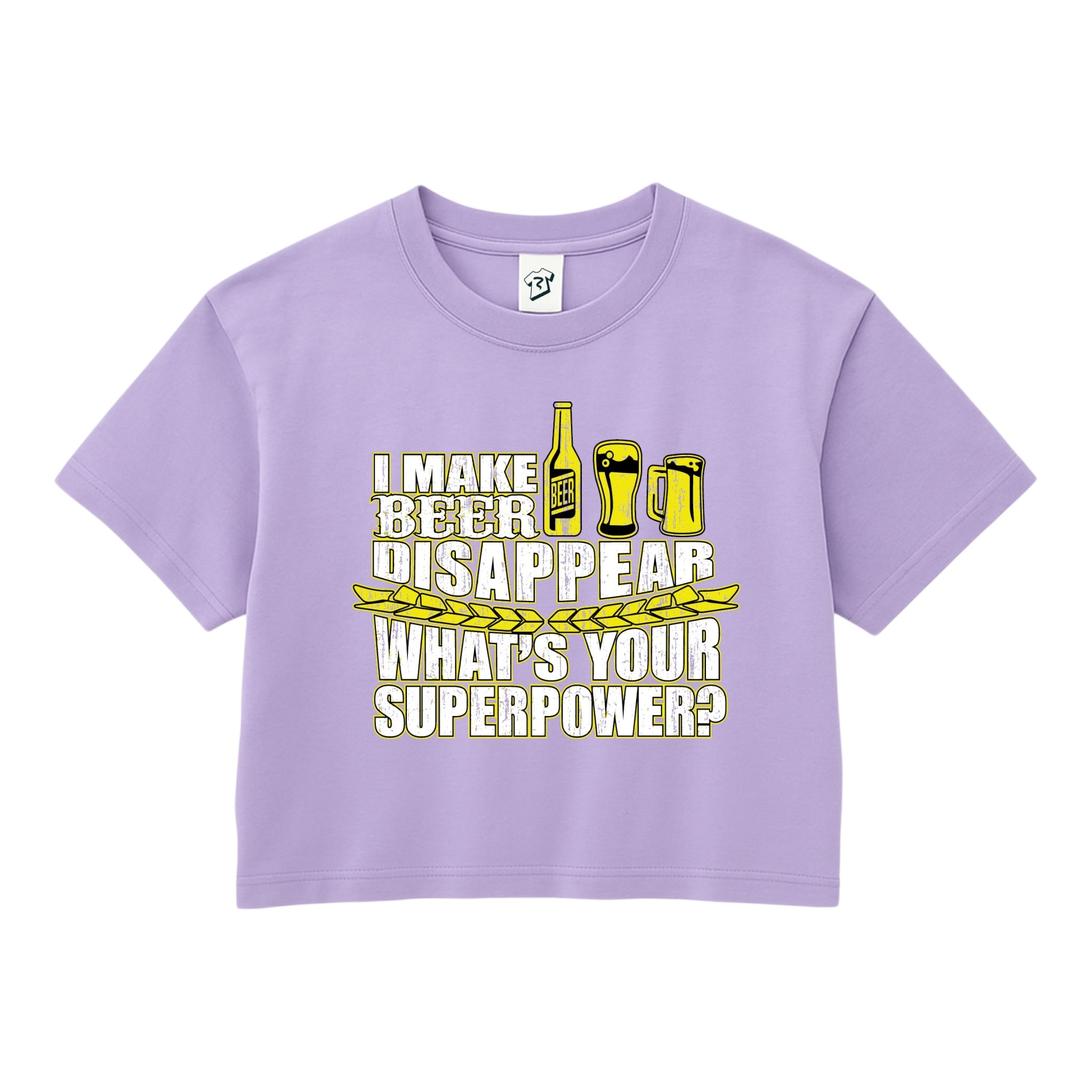 Tees Club crop top I Make Beer Disappear What's Your Superpower? - Crop Top Black Size XS back view