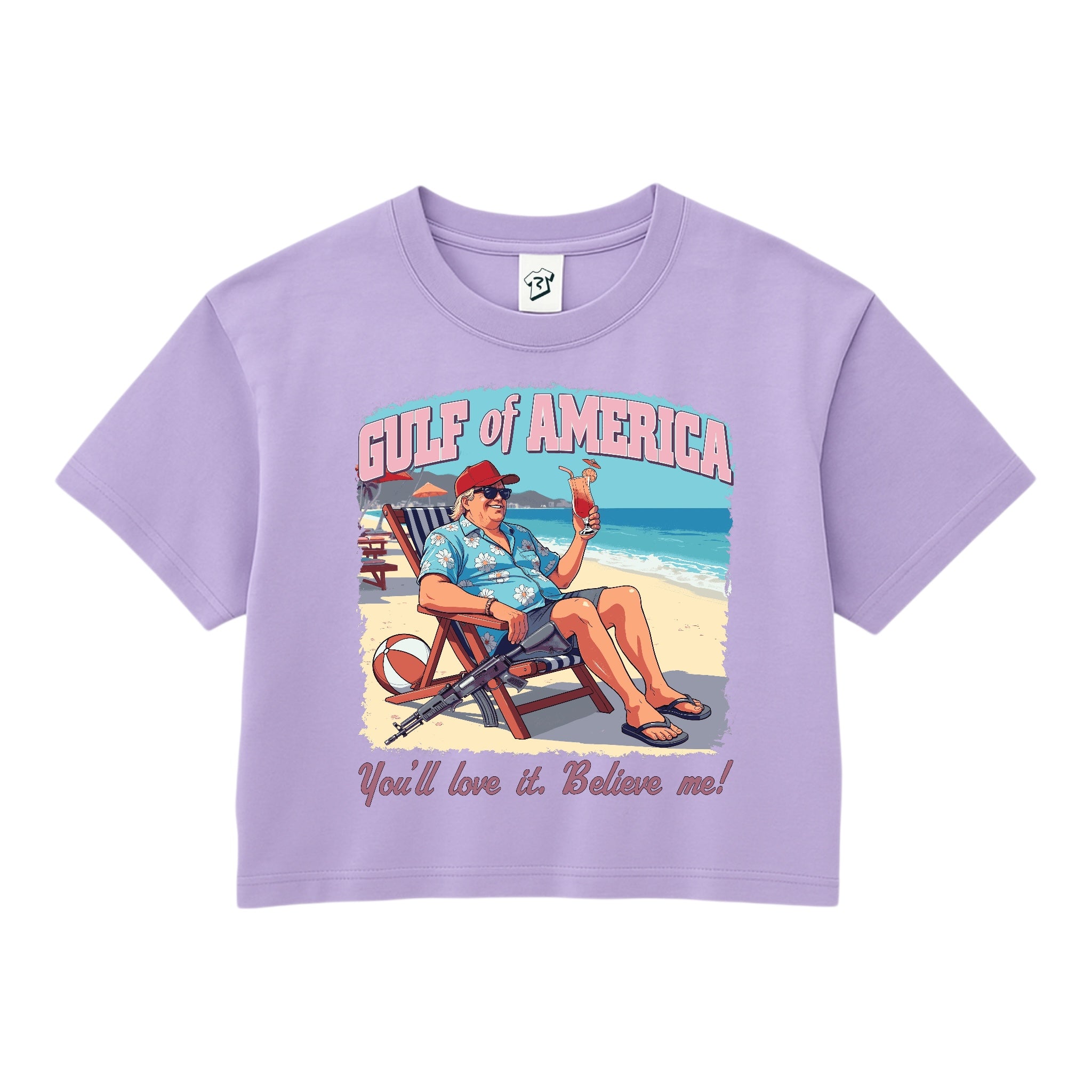Tees Club crop top Gulf of America You'll Love It Believe Me - Crop Top Black Size XS front view