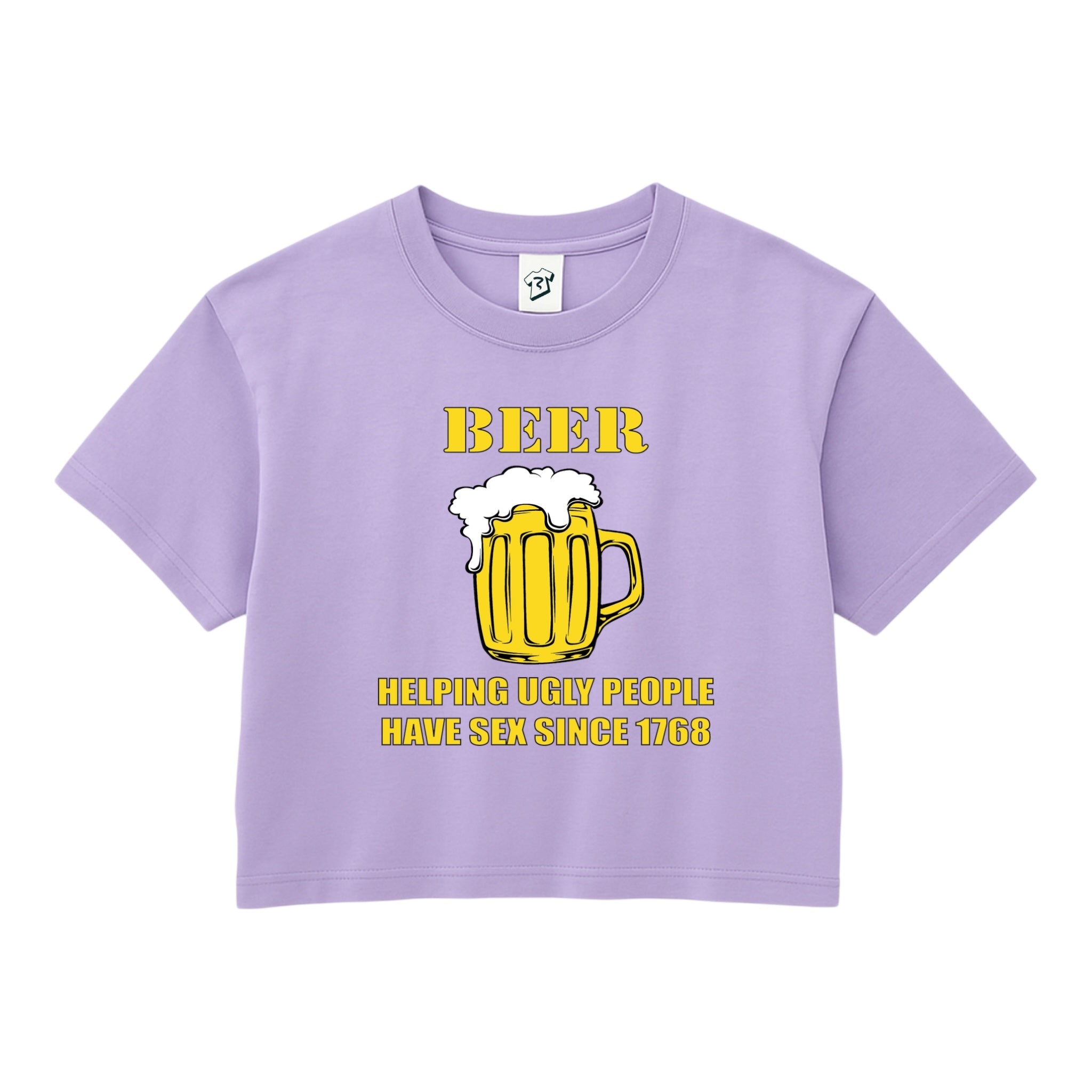 Tees Club crop top Beer Helping Ugly People Have Sex - Crop Top Black Size XS front view