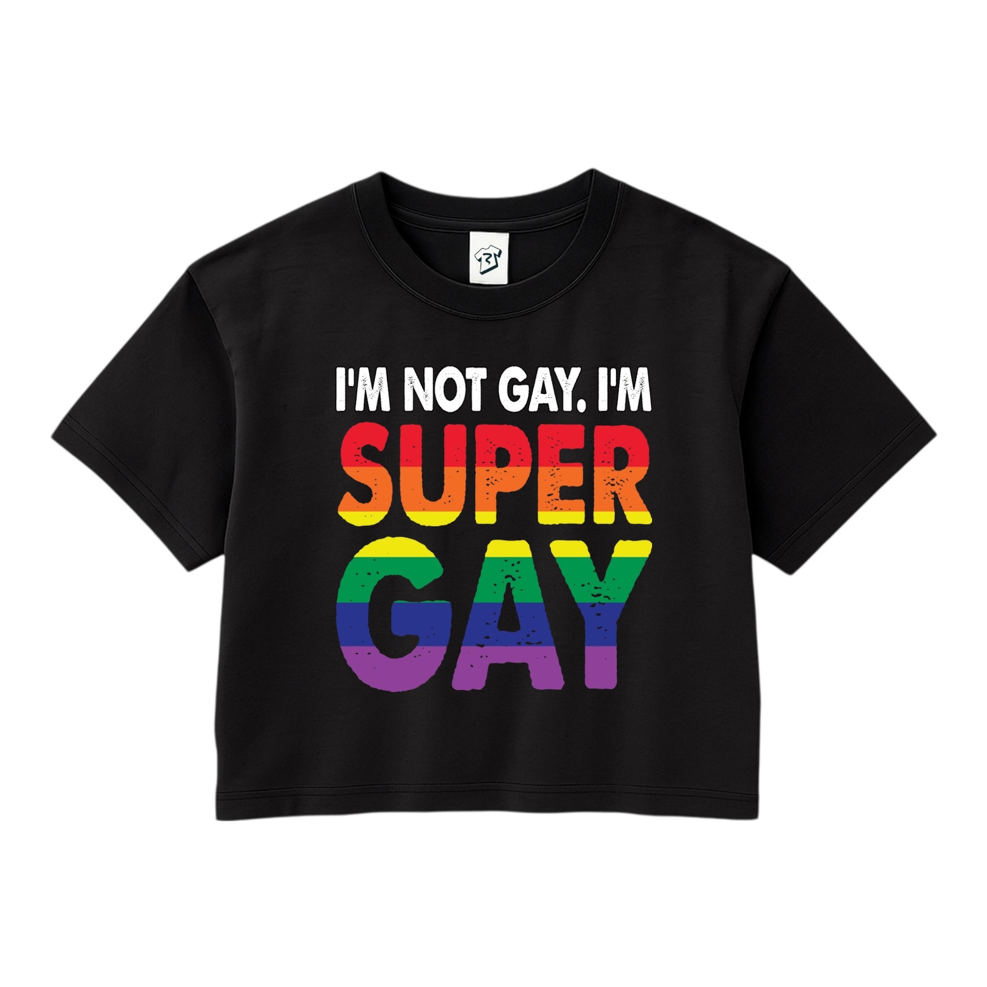 Tees Club crop top I'm Not Gay I'm Super Gay - Crop Top Black Size XS front view