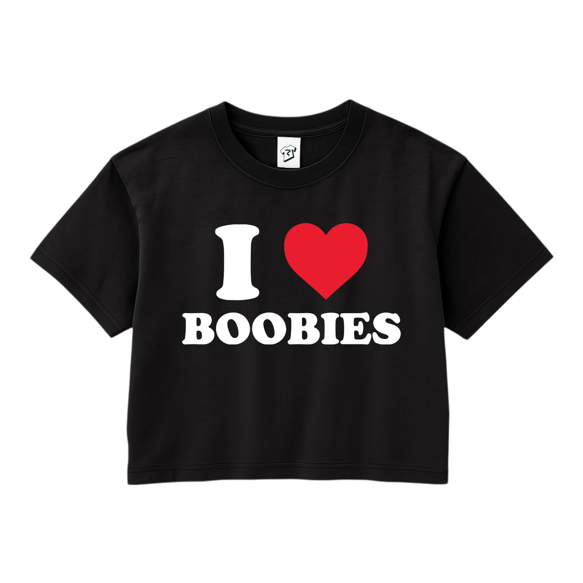 Tees Club crop top I Love Boobies - Crop Top Black Size XS front view