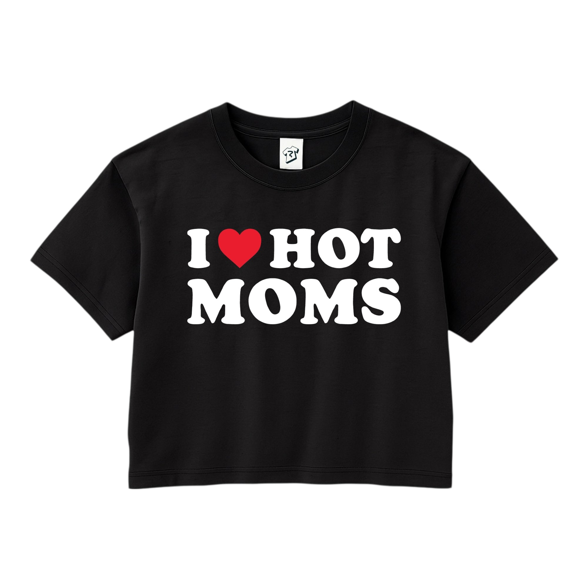 Tees Club crop top I Love Hot Moms - Crop Top Black Size XS front view