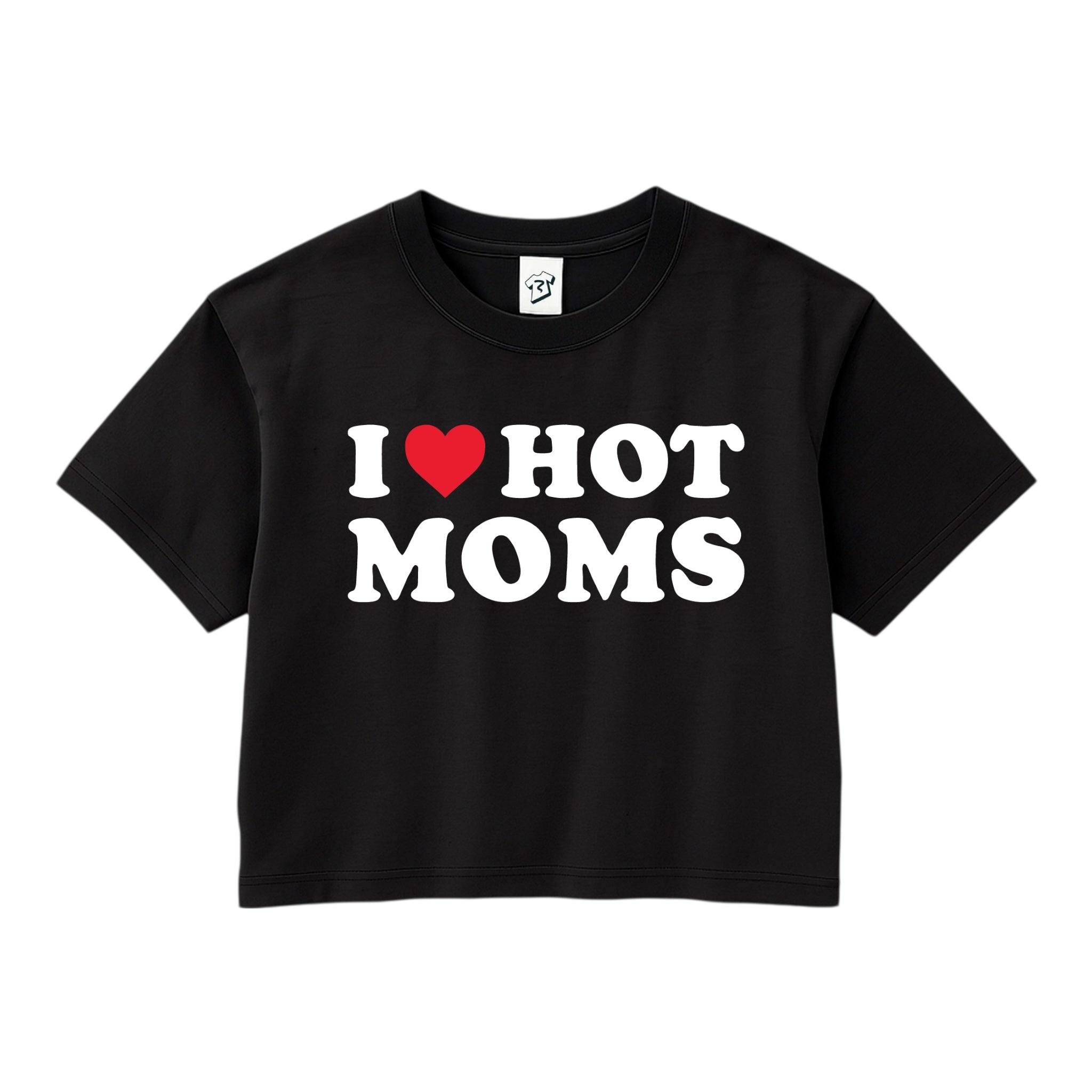 Tees Club crop top I Love Hot Moms - Crop Top Black Size XS front view