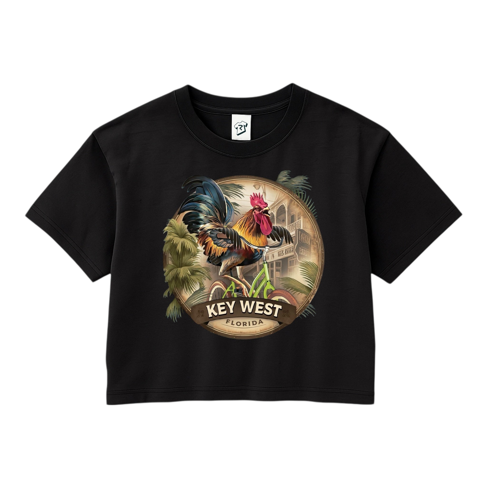 Tees Club crop top Bike Rooster KW - Crop Top Black Size XS back view