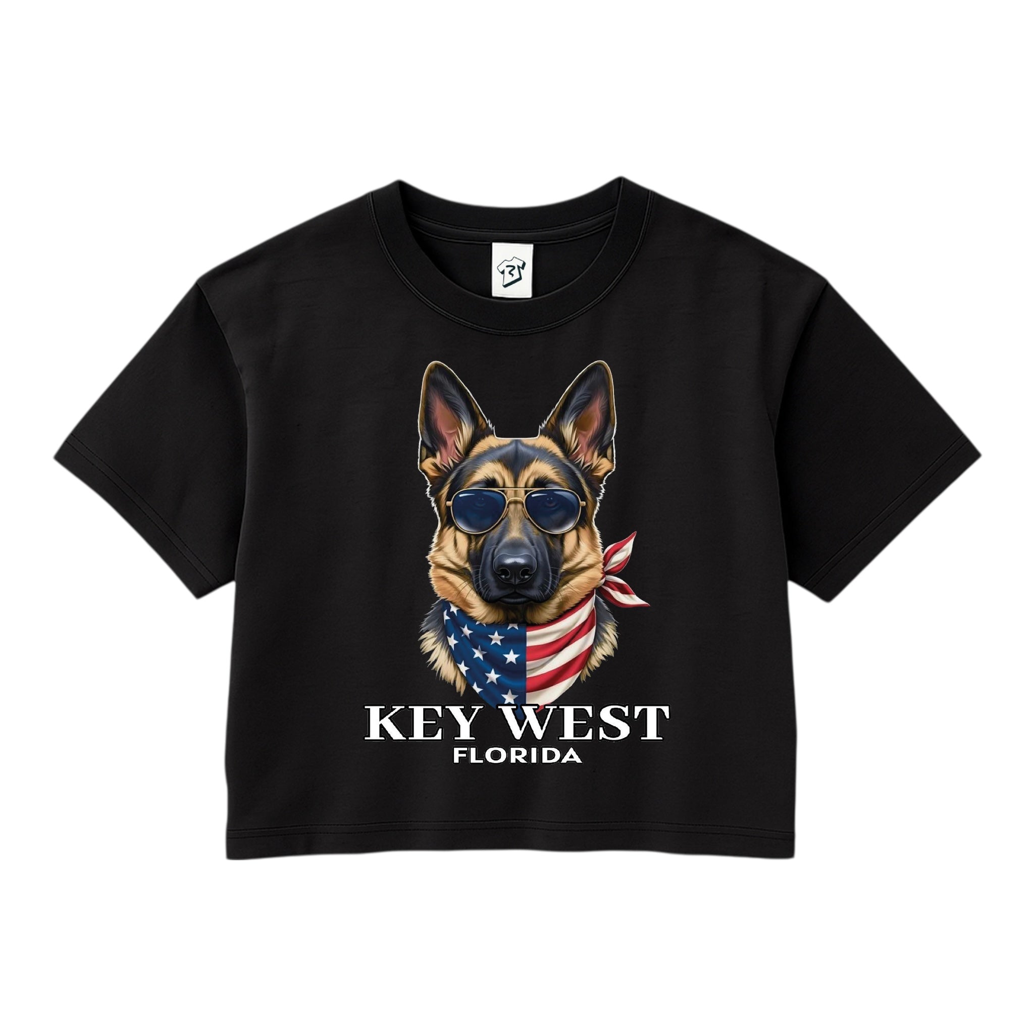 Tees Club crop top German Shepherd KW - Crop Top Black Size XS back view