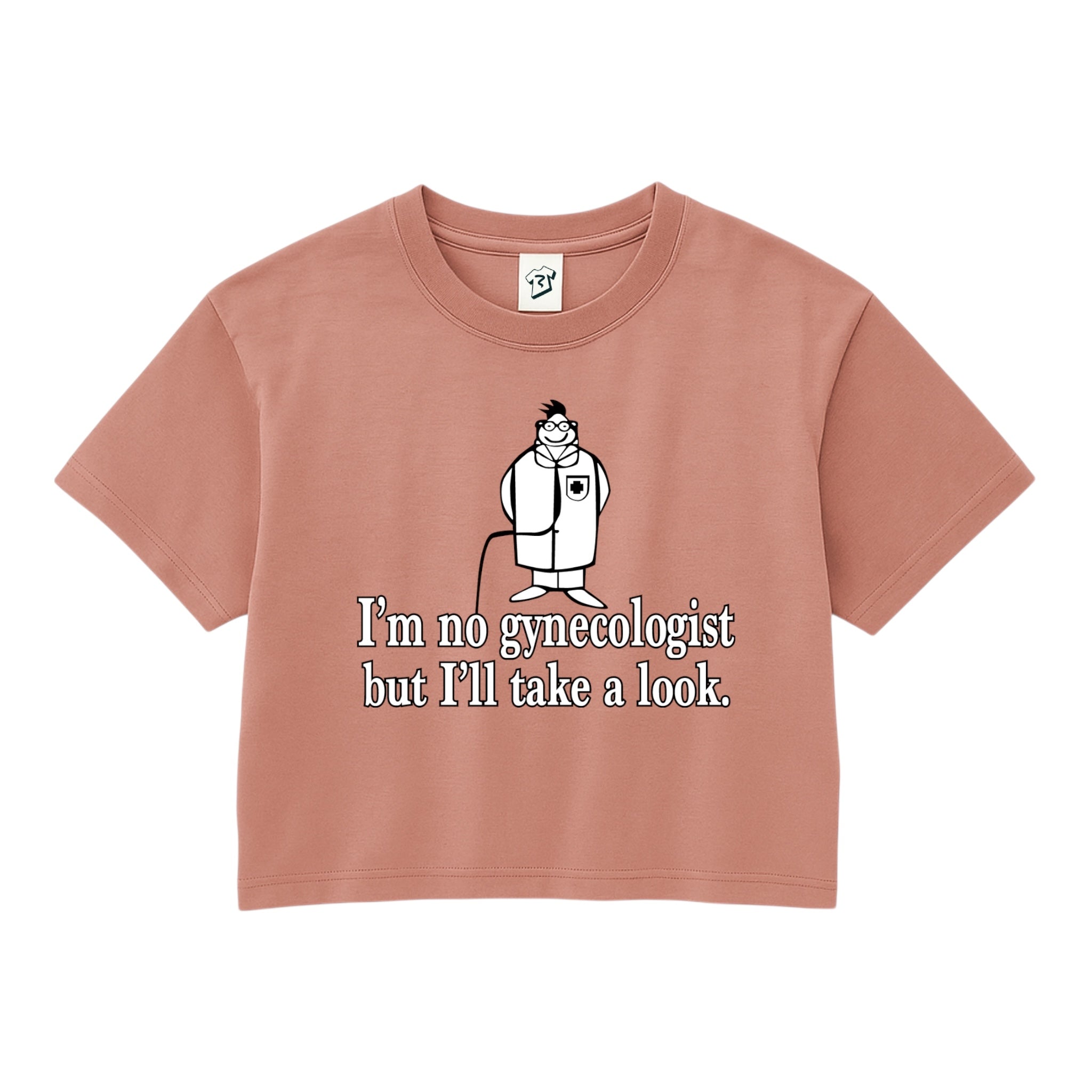 Tees Club crop top I'm No Gynecologist But I'll Take a Look - Crop Top Black Size S detail