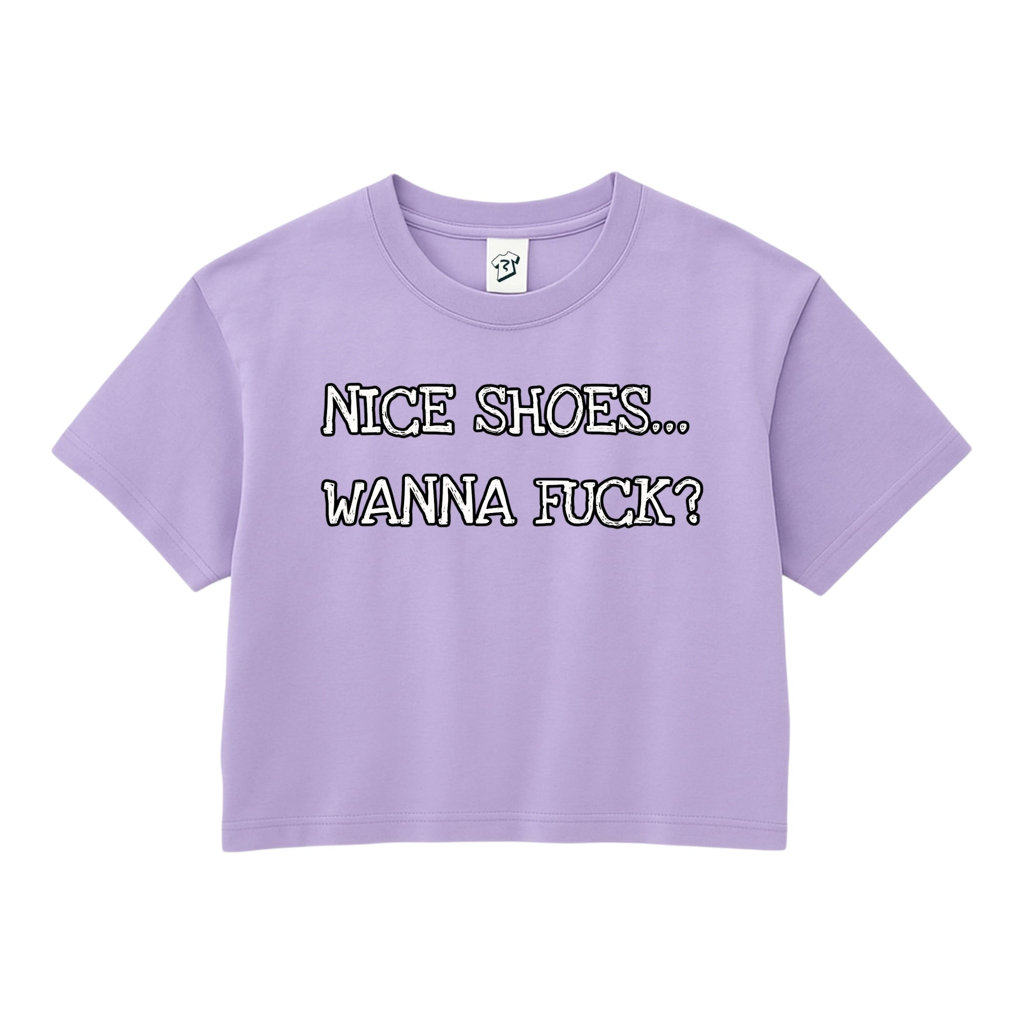 Tees Club crop top Nice Shoes...Wanna Fuck? - Crop Top Black Size XS front view