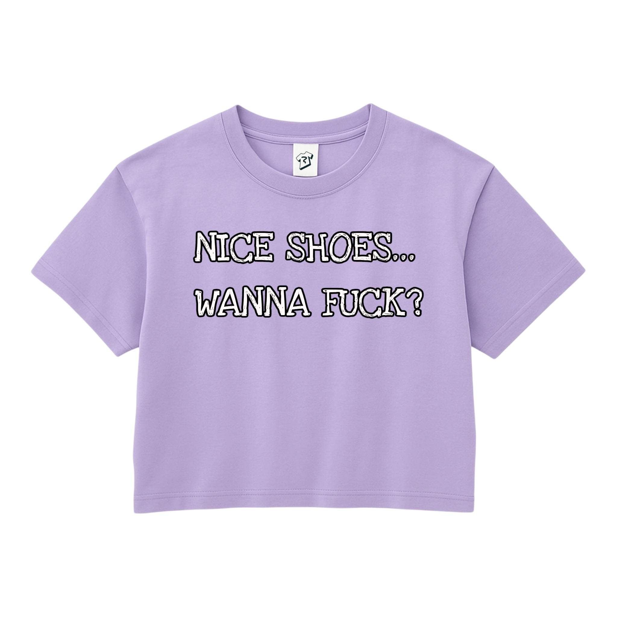 Tees Club crop top Nice Shoes...Wanna Fuck? - Crop Top Black Size XS front view