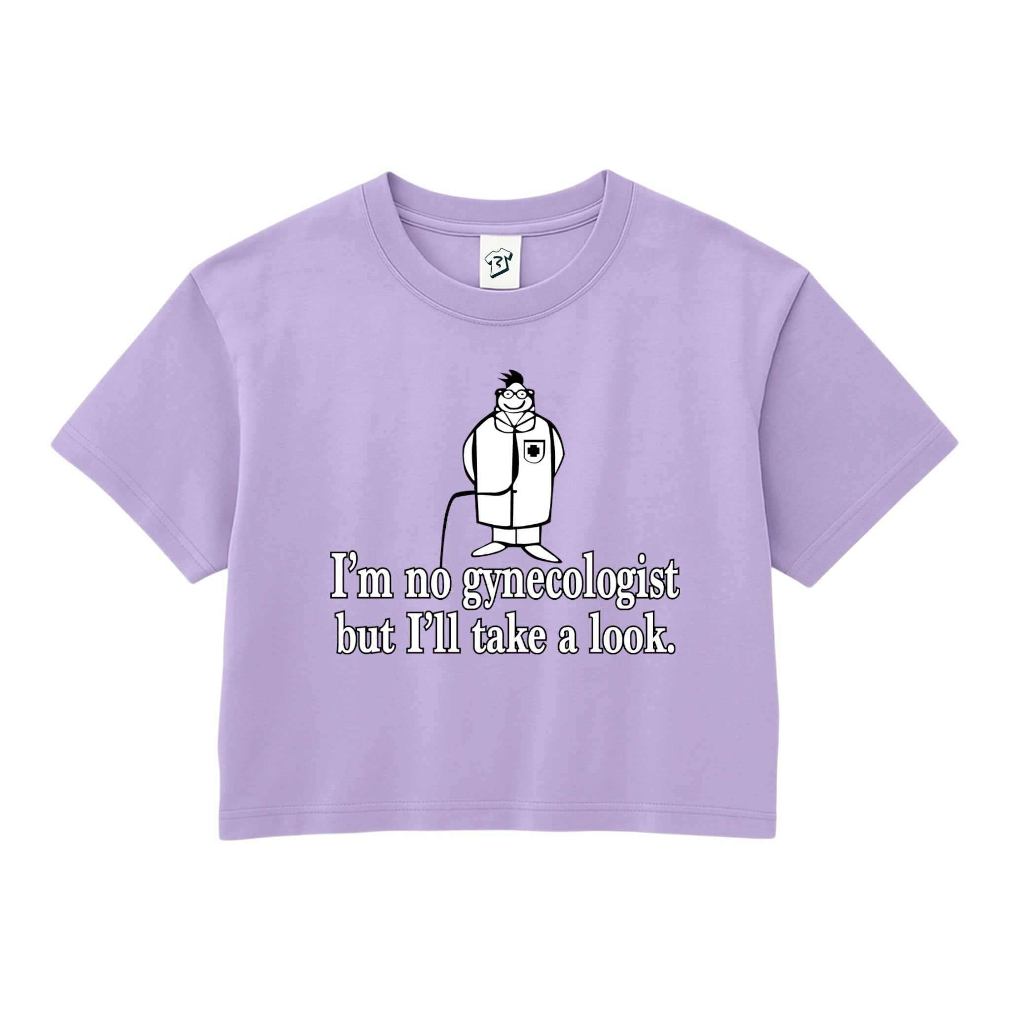 Tees Club crop top I'm No Gynecologist But I'll Take a Look - Crop Top Black Size XS back view