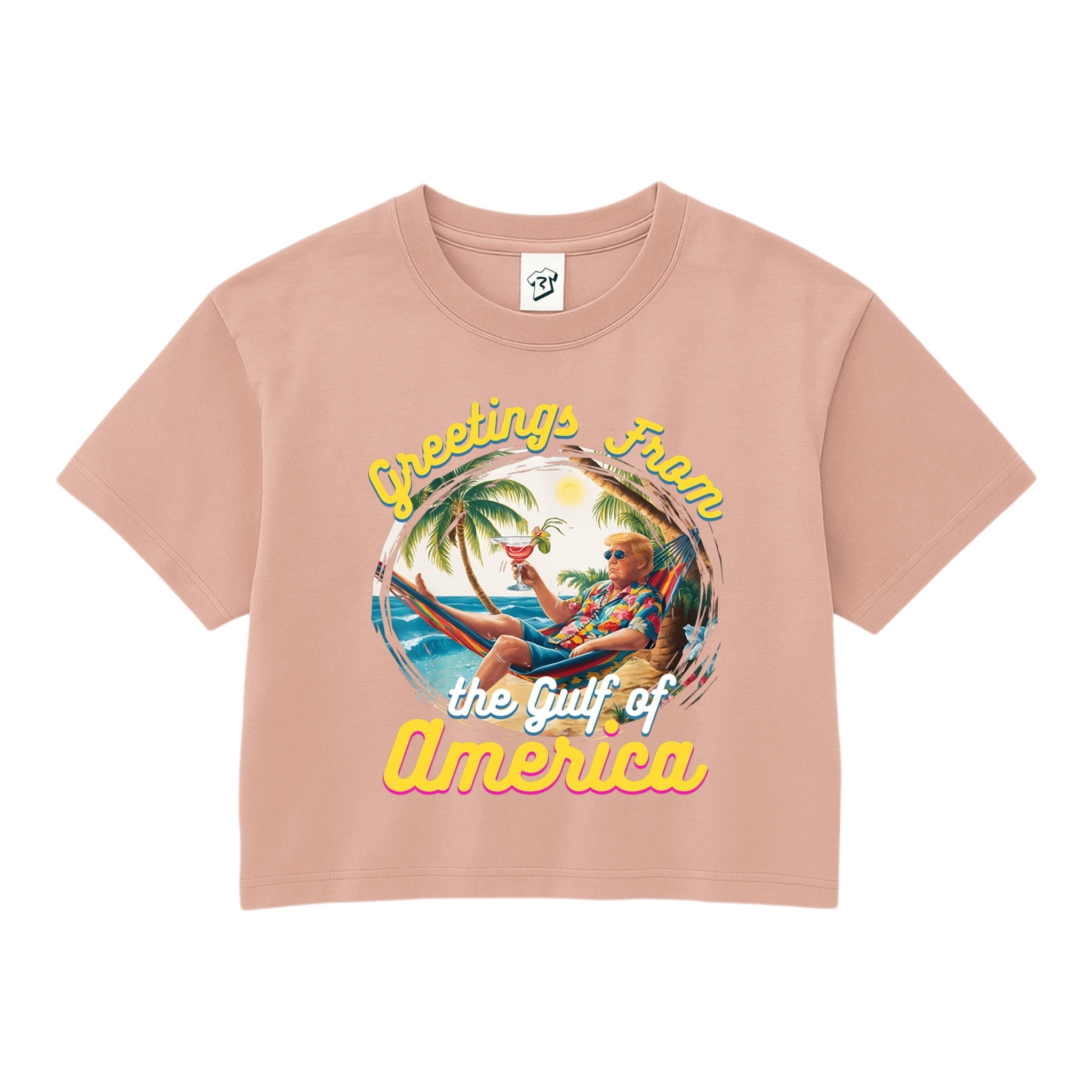 Tees Club crop top Greetings From Gulf of America - Crop Top Black Size S detail